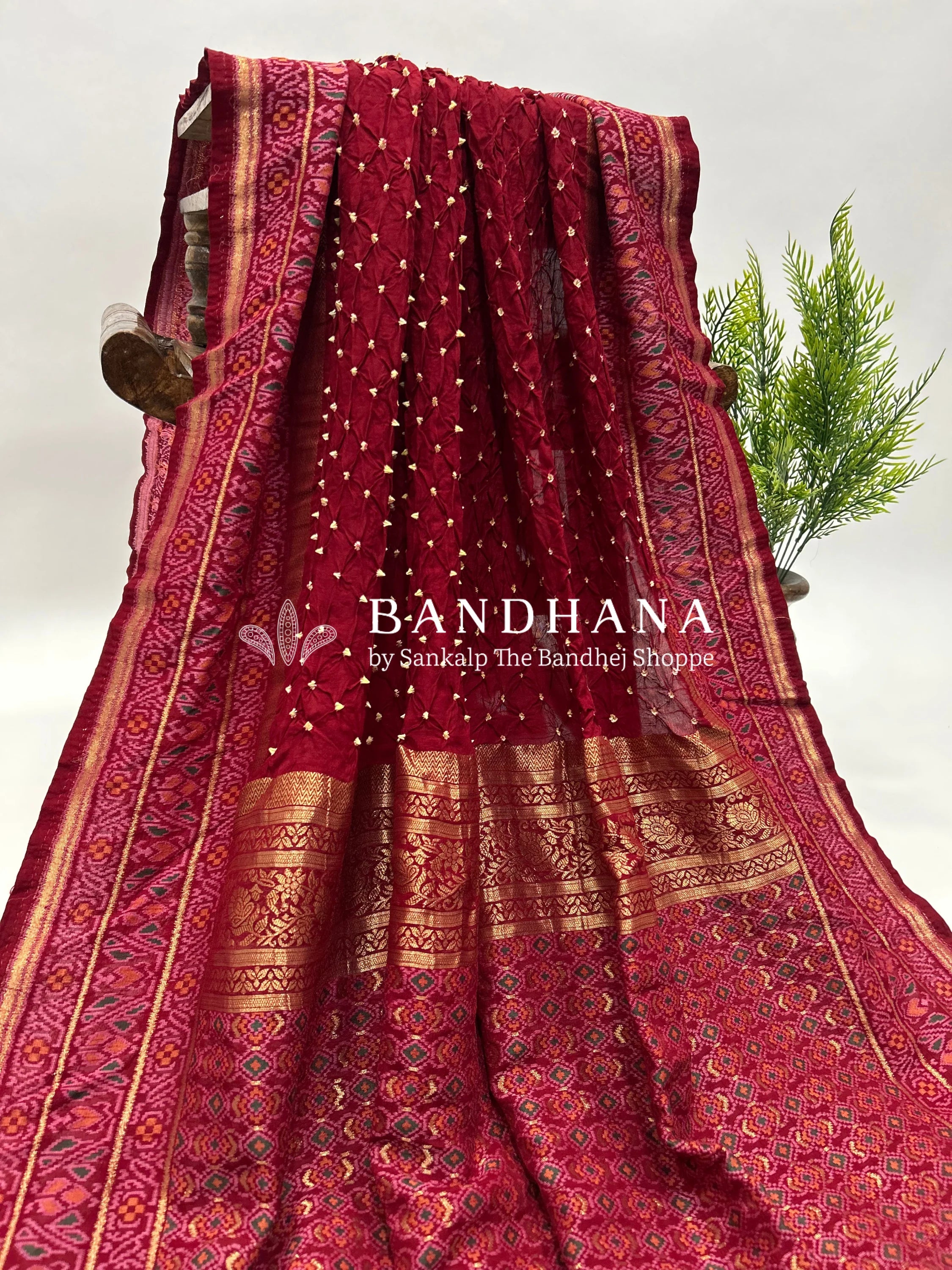 Maroon Color Malai Silk Single Dot Bandhani Saree maroon / Malai Silk Sarees