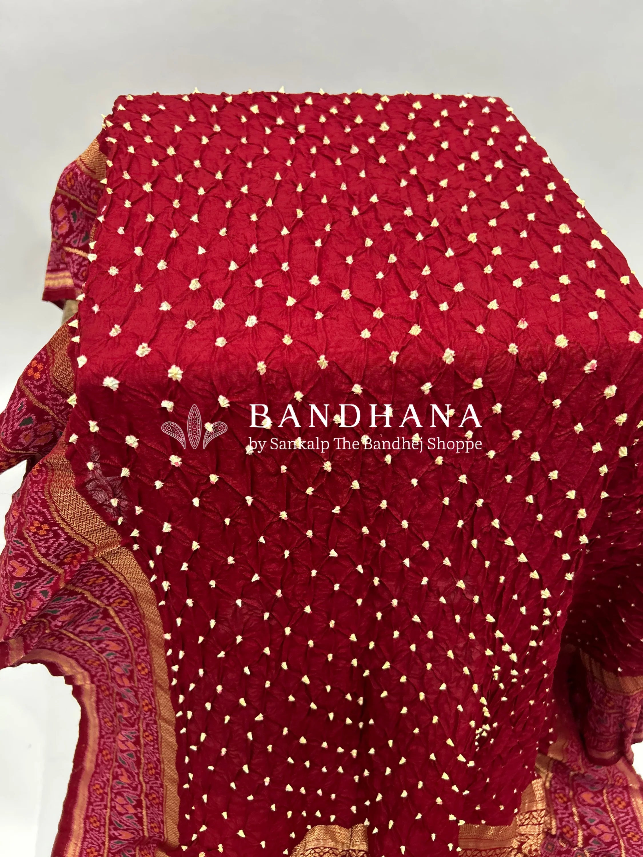 Maroon Color Malai Silk Single Dot Bandhani Saree maroon / Malai Silk Sarees