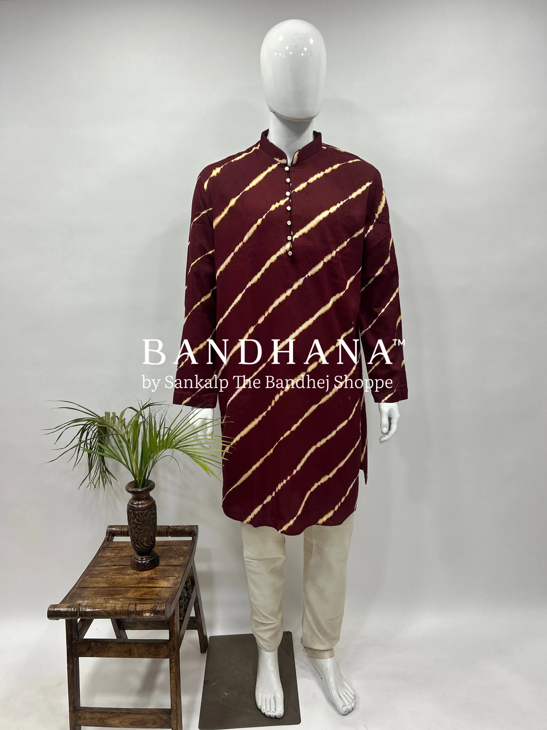 Maroon Cotton Satin Men’s Kurta