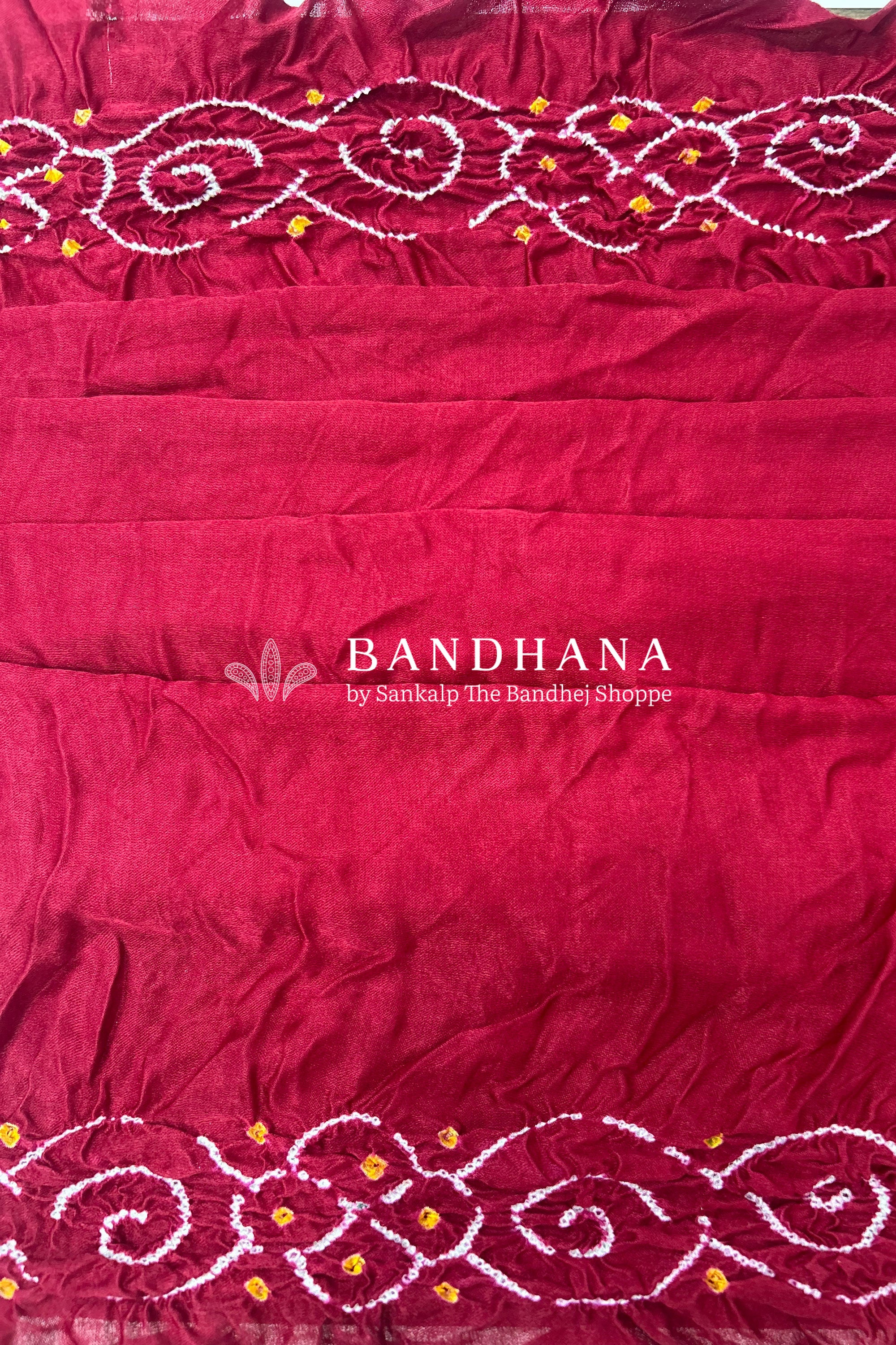Maroon Gajji Fancy Rai Bandhani Saree Sarees