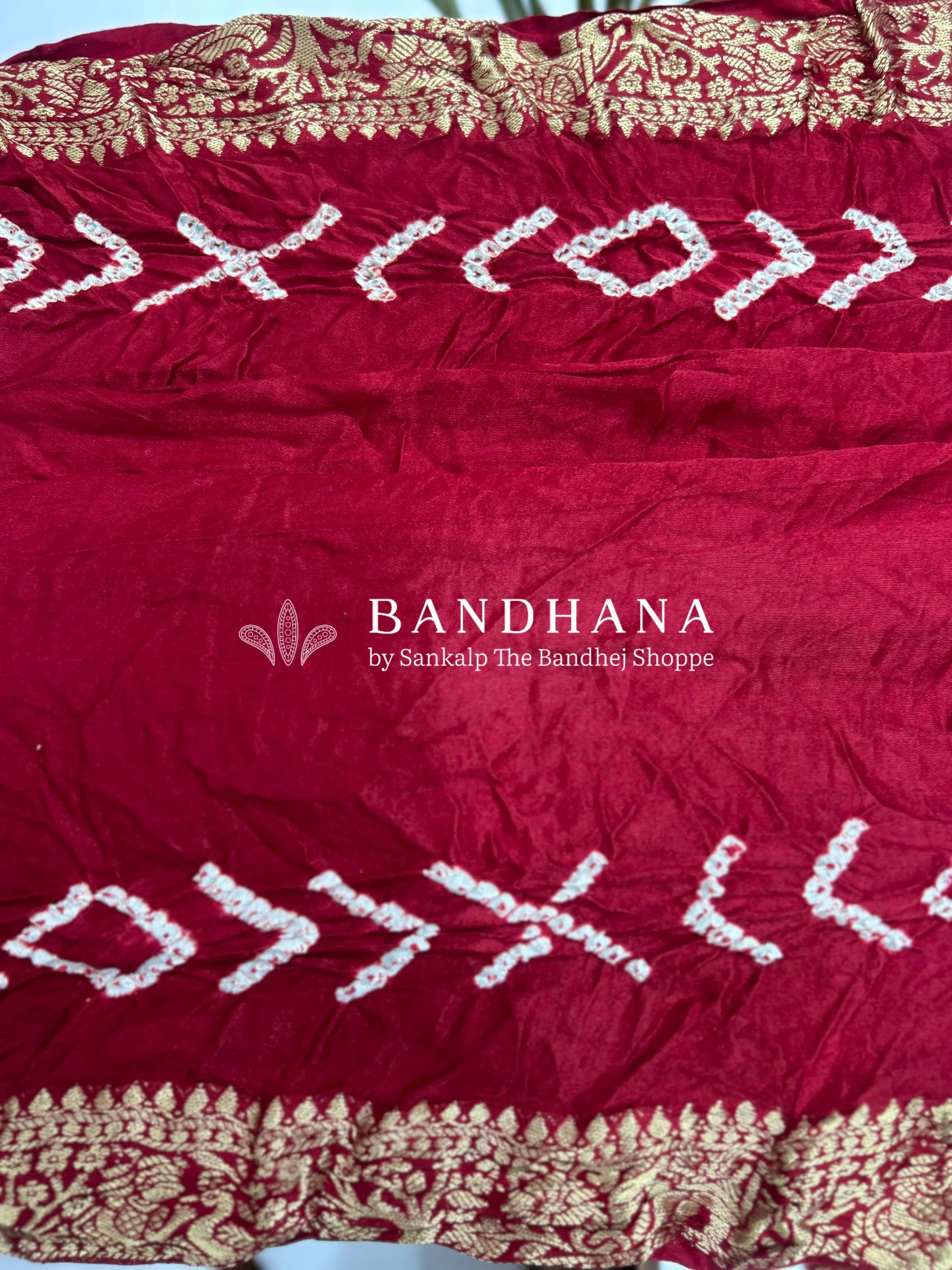 Maroon Gajji Nakshi Gharchola Bandhani Saree Sarees