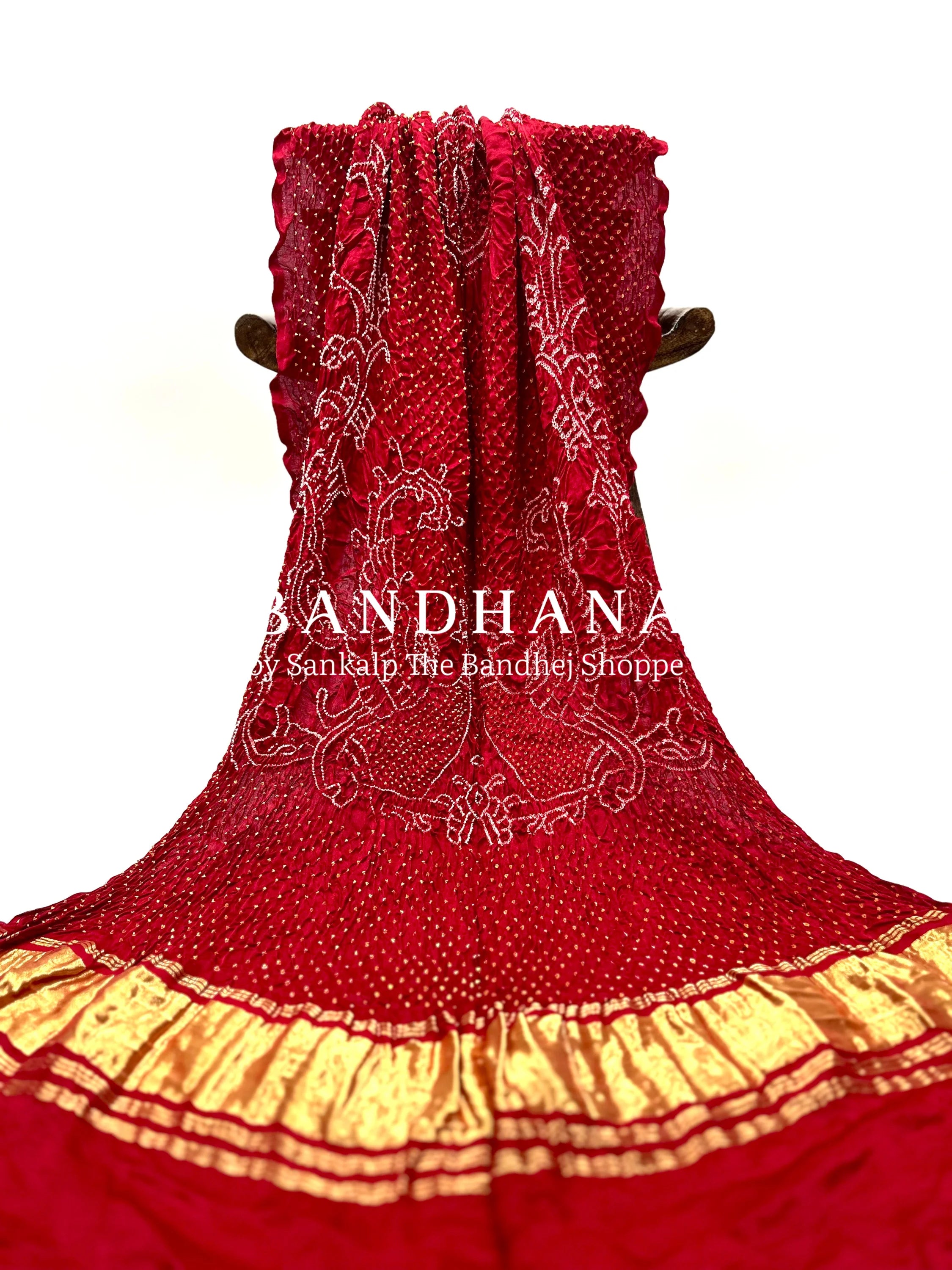 Maroon Gajji Silk Mor Pankh Bandhani Dupatta maroon / Gajji Silk Dupattas