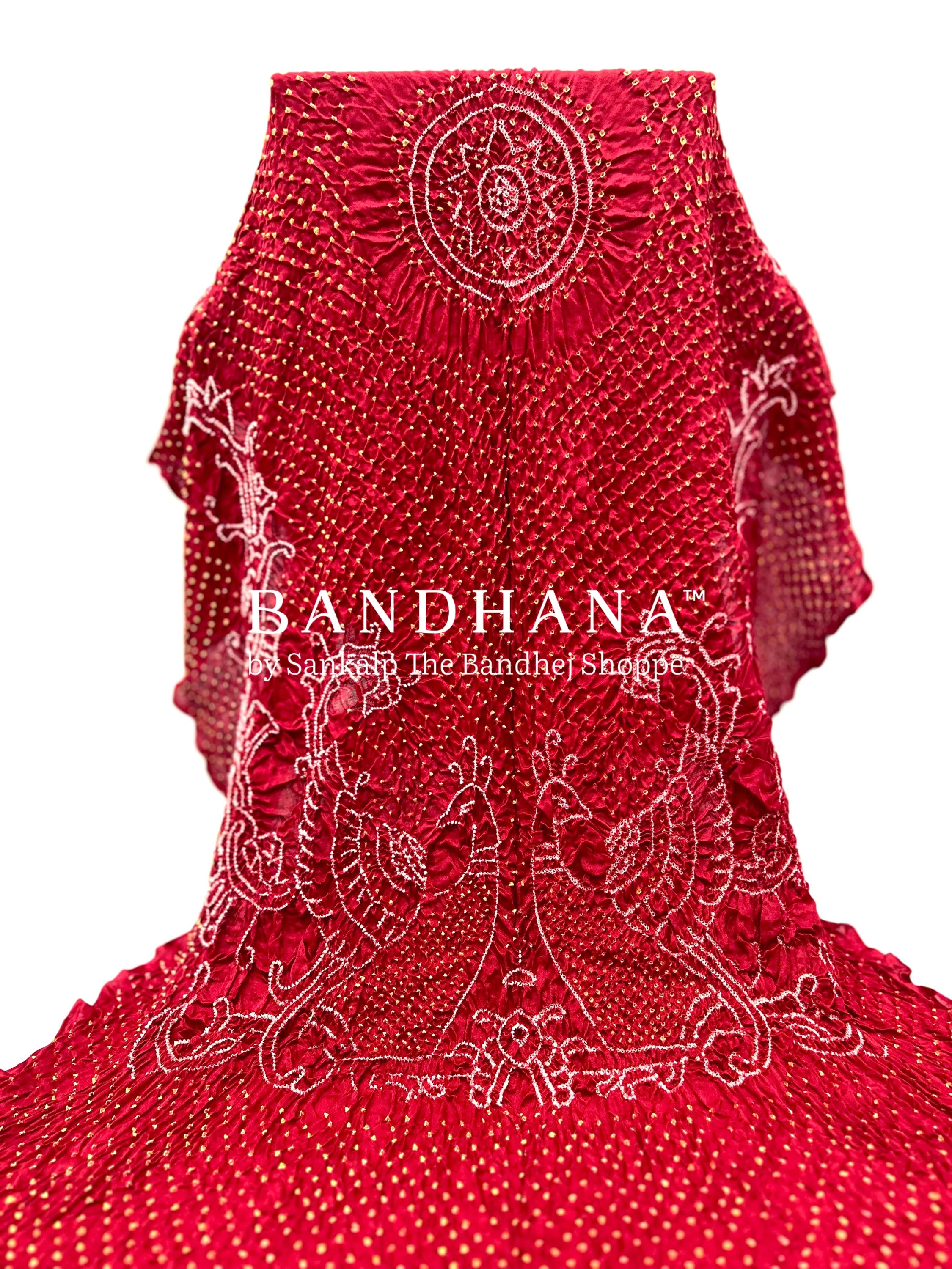 Maroon Gajji Silk Mor Pankh Bandhani Dupatta maroon / Gajji Silk Dupattas