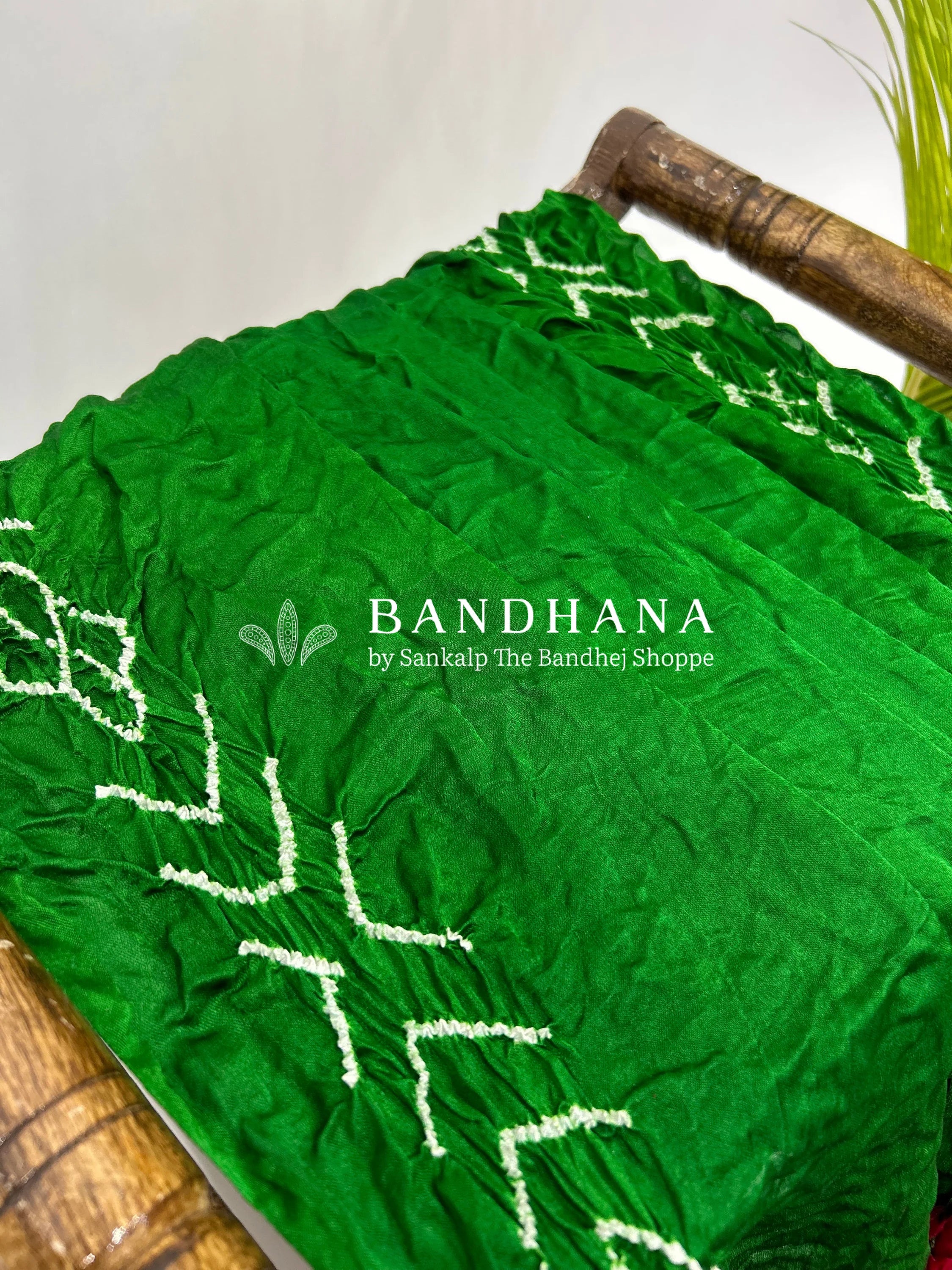 Maroon Green Gajji Silk Contrast Colour Bandhej Single Dot Bandhani Saree Sarees