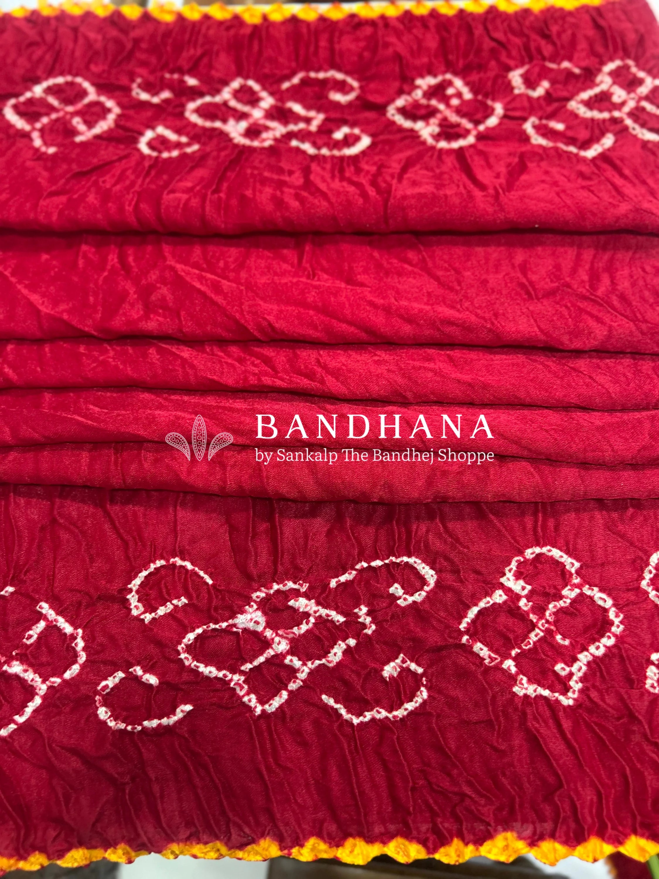 Maroon Mor Palav Gajji Designer Bandhani Saree Sarees