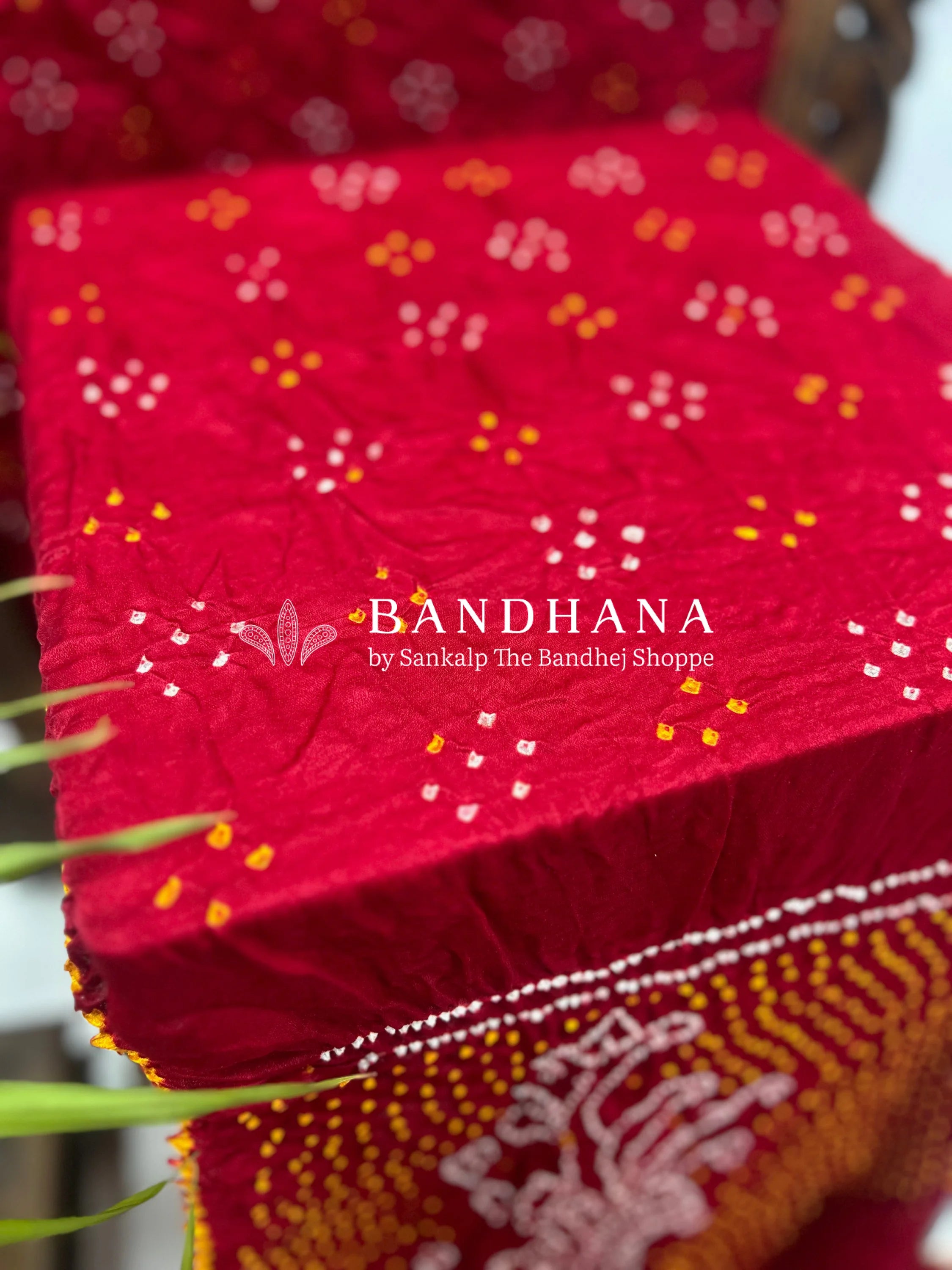 Maroon Mor Palav Gajji Designer Bandhani Saree Sarees