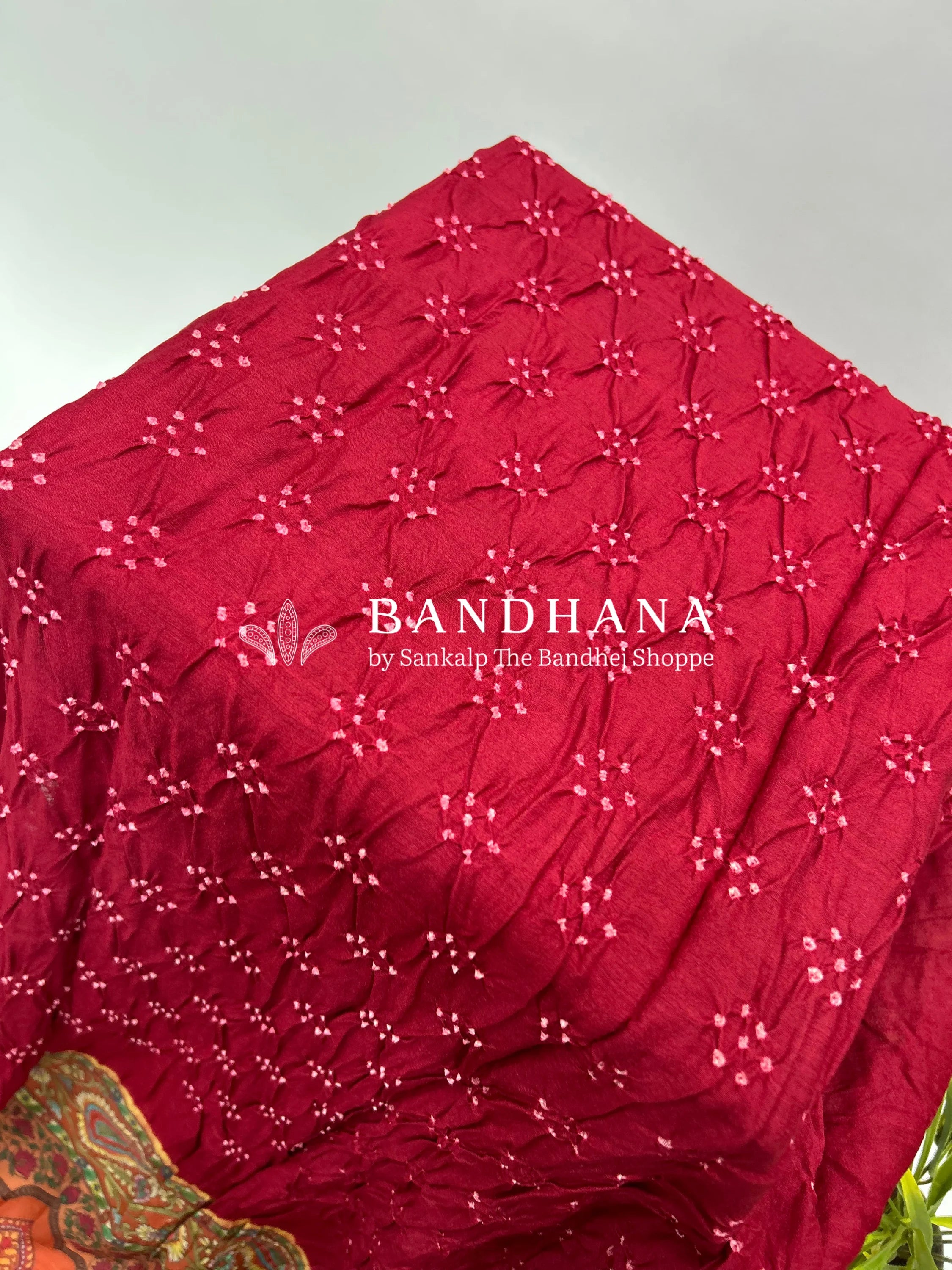 Maroon-Rust Muga Silk Digital Kashmiri Print Bandhani Saree maroon / Muga Silk Sarees