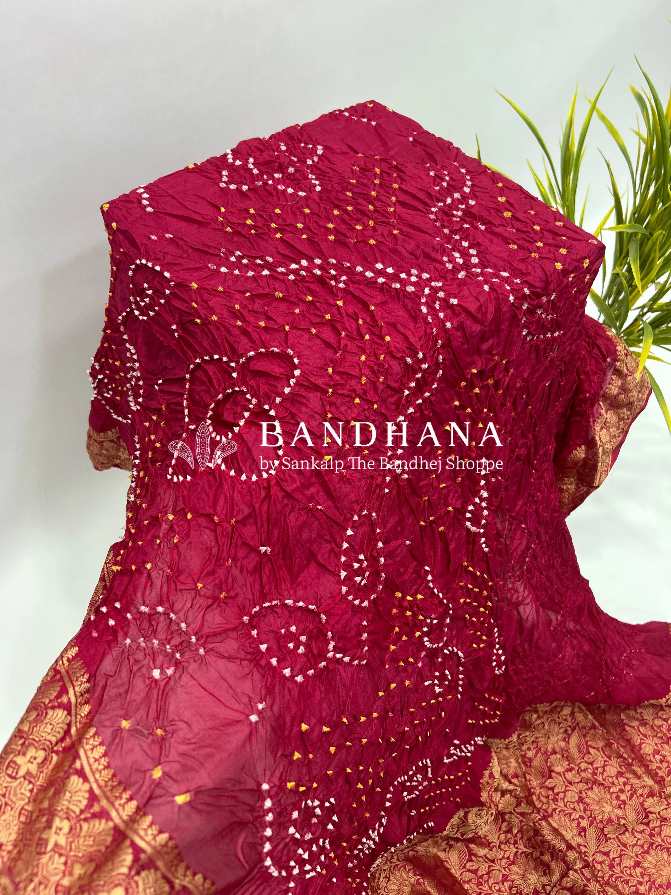 Maroon Soft Silk Resham Palav Bandhani Saree maroon / Soft Silk Sarees