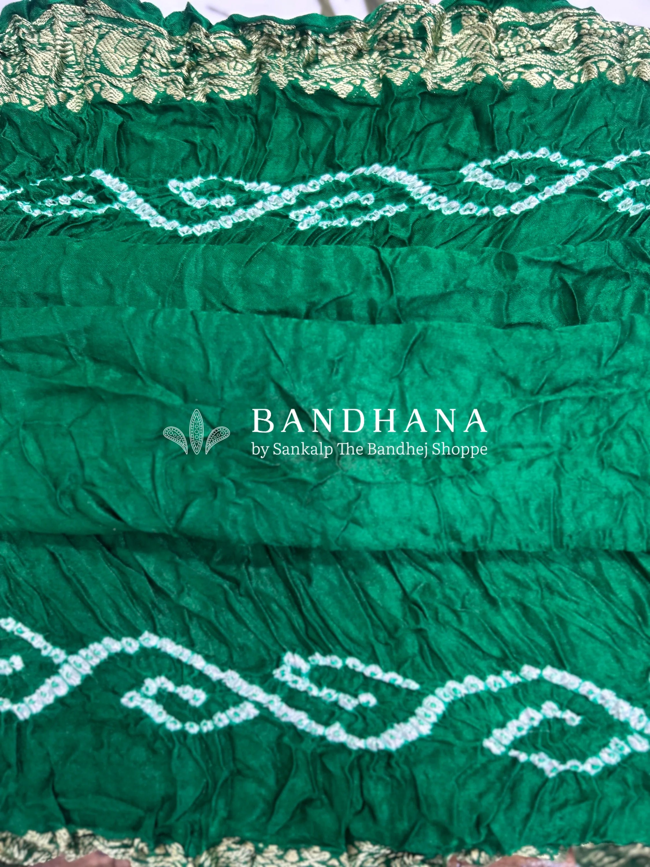 Marron Green Gajji Nakshi Gharchola Bandhani Saree Sarees