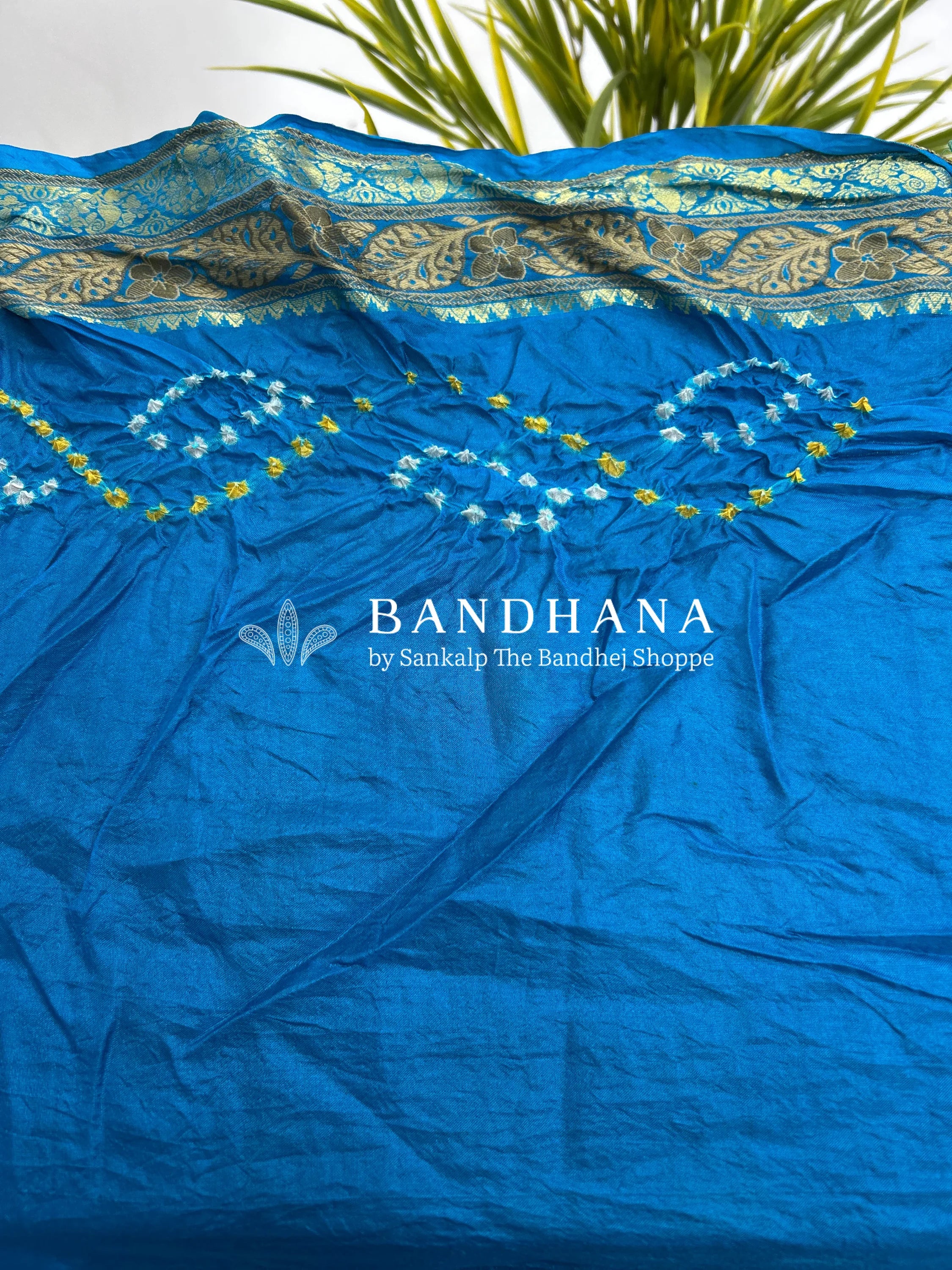 Mehandi & Firozi Soft Silk Resham Palav Bandhani Saree green / Soft Silk Sarees