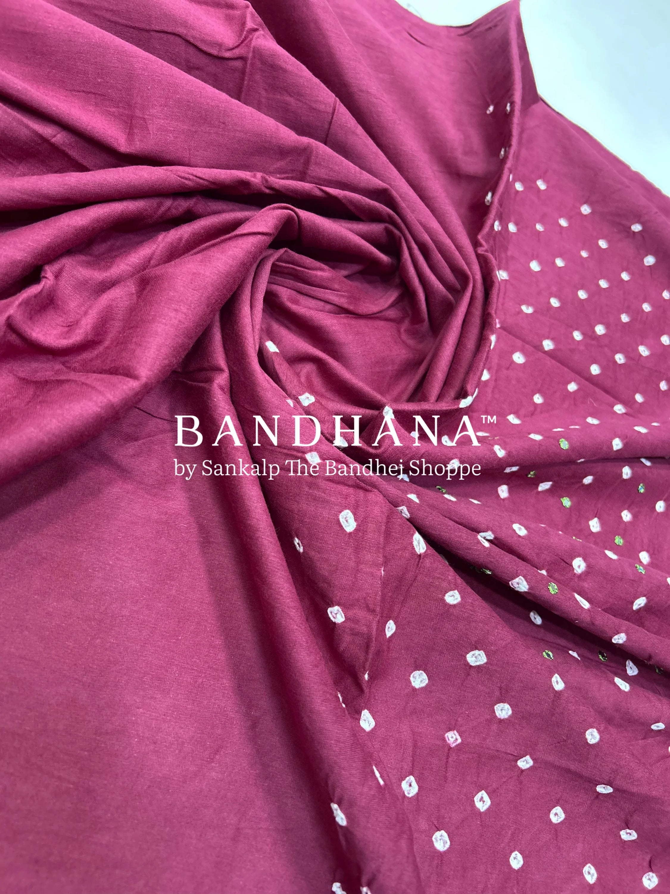 Mehendi Green-Maroon Cotton Fancy Work Bandhani Dress Material green / Cotton Dresses