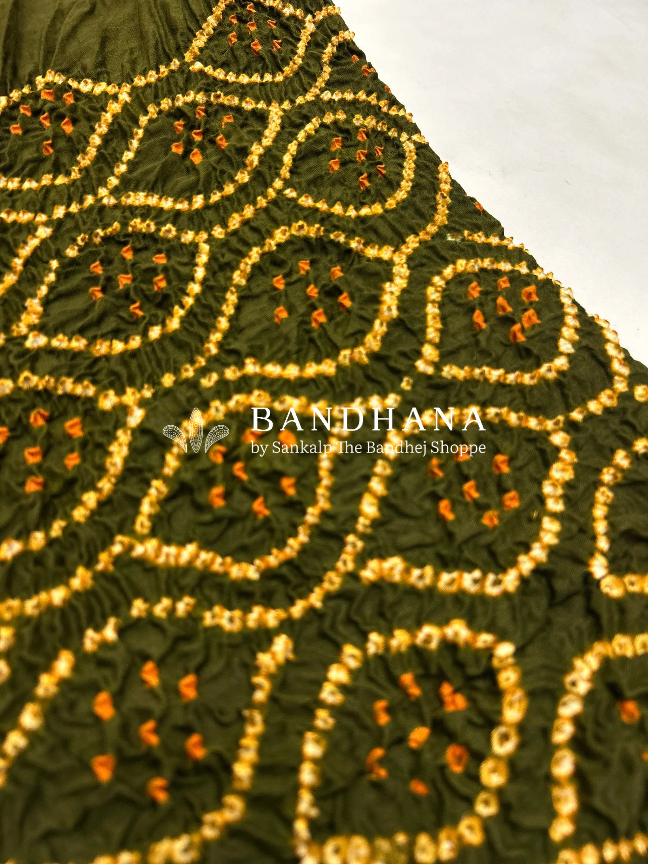 Mehendi-Red Cotton Pandadi Bandhani Dress Material Red / Cotton Dresses