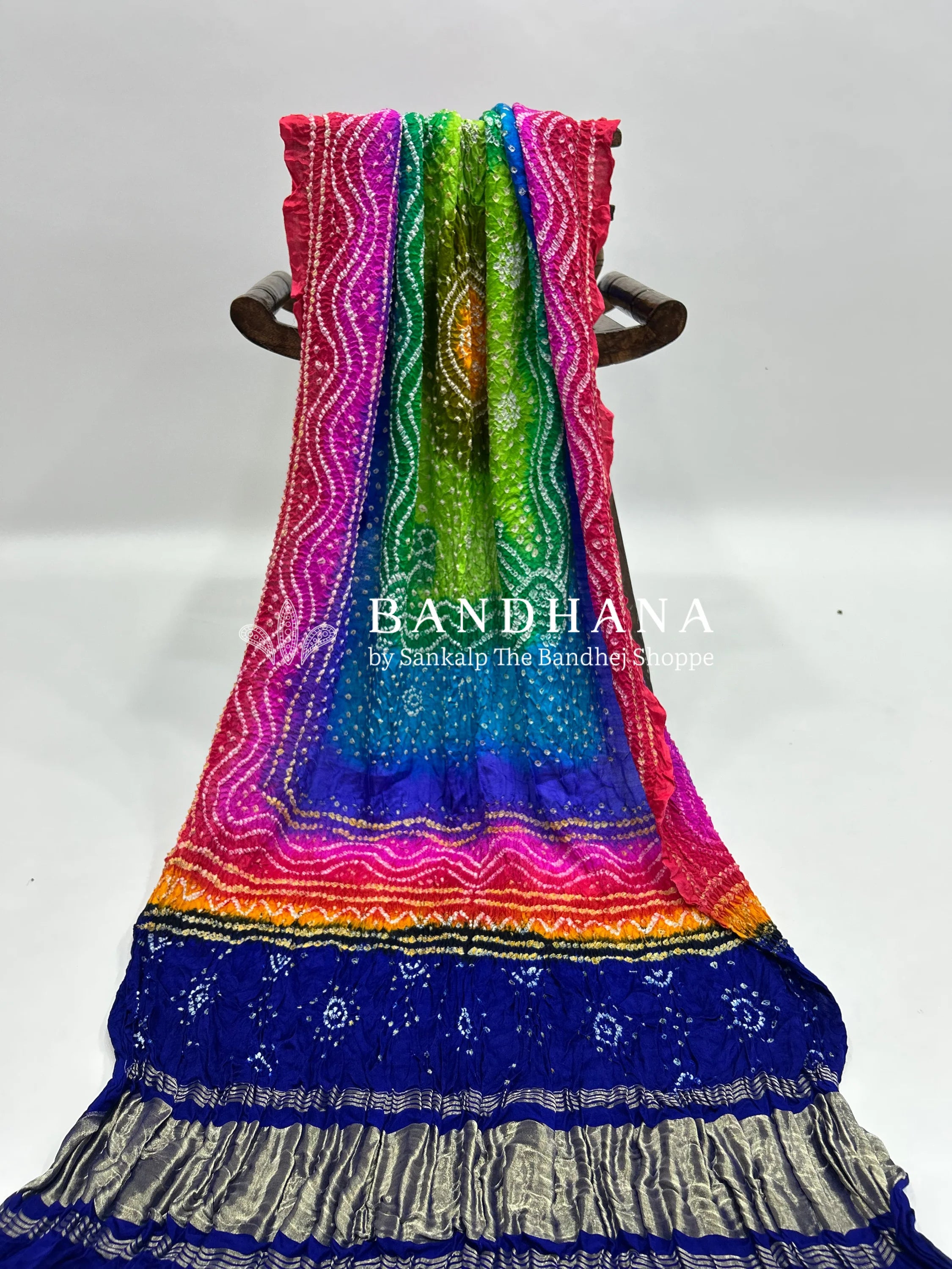 Multi Blue Gajji silk Chandrakani Dupatta multicolor / Gajji Silk Dupattas