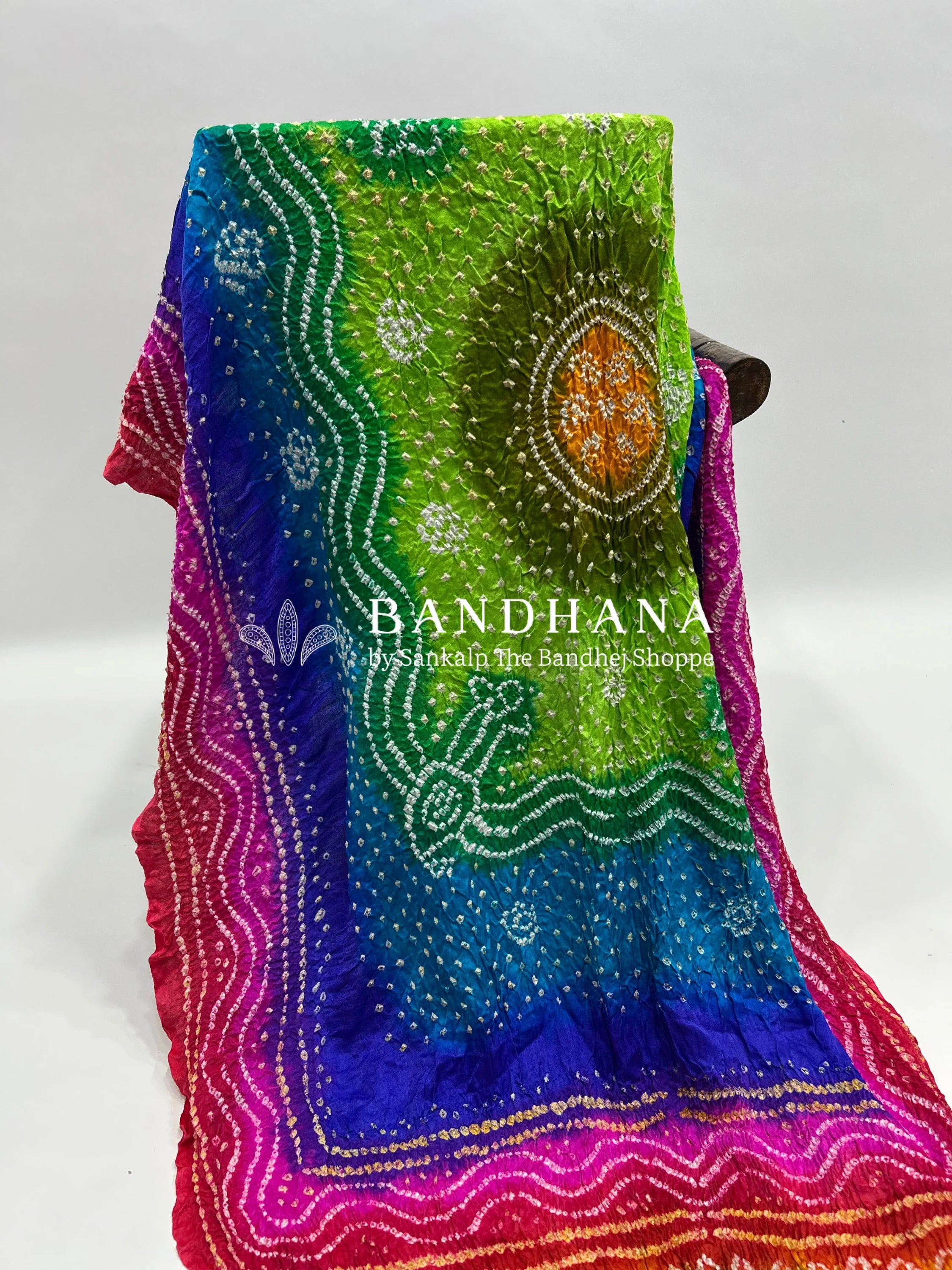 Multi Blue Gajji silk Chandrakani Dupatta multicolor / Gajji Silk Dupattas