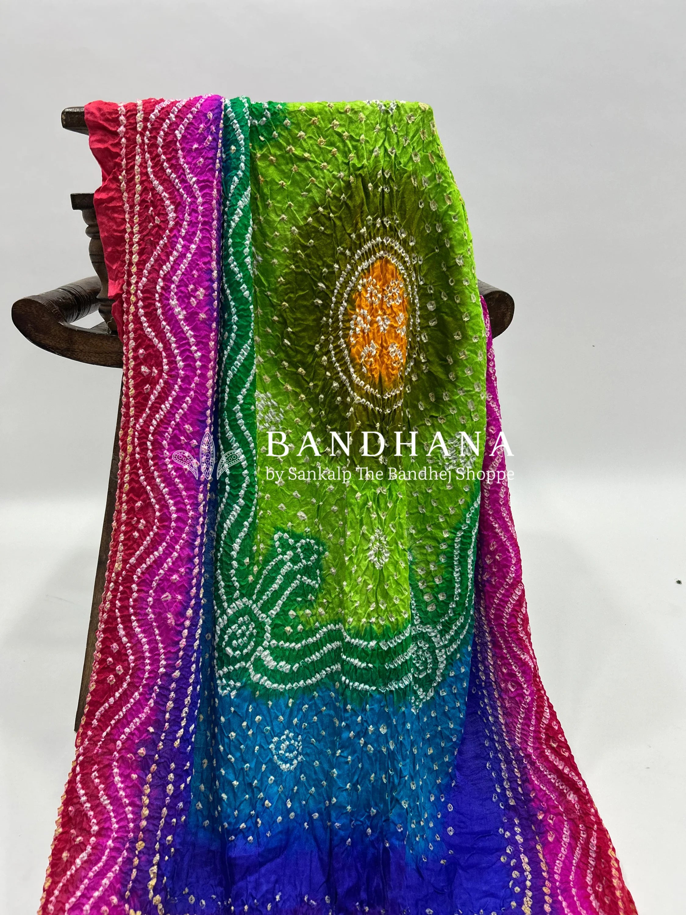 Multi Blue Gajji silk Chandrakani Dupatta multicolor / Gajji Silk Dupattas