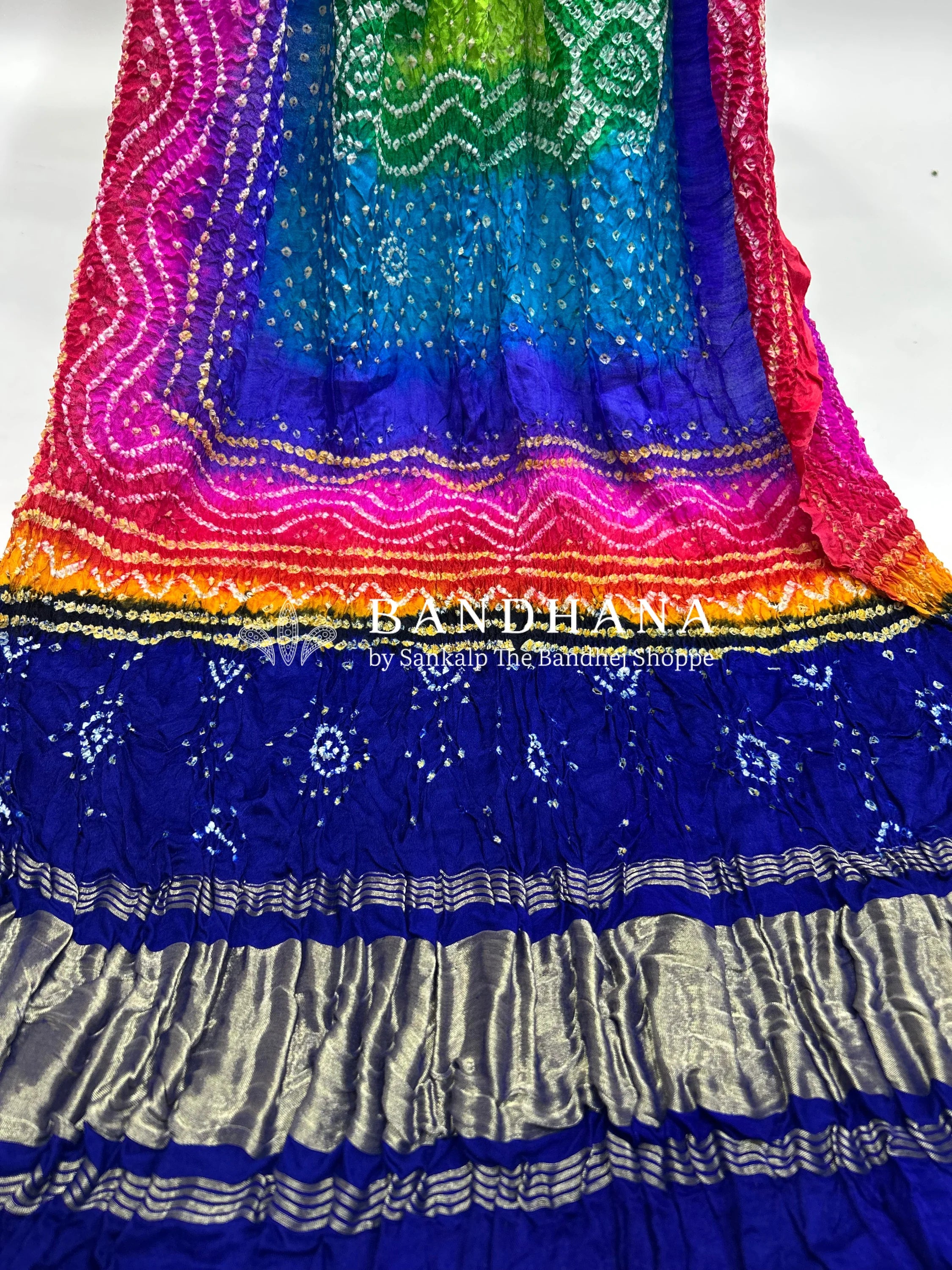 Multi Blue Gajji silk Chandrakani Dupatta multicolor / Gajji Silk Dupattas