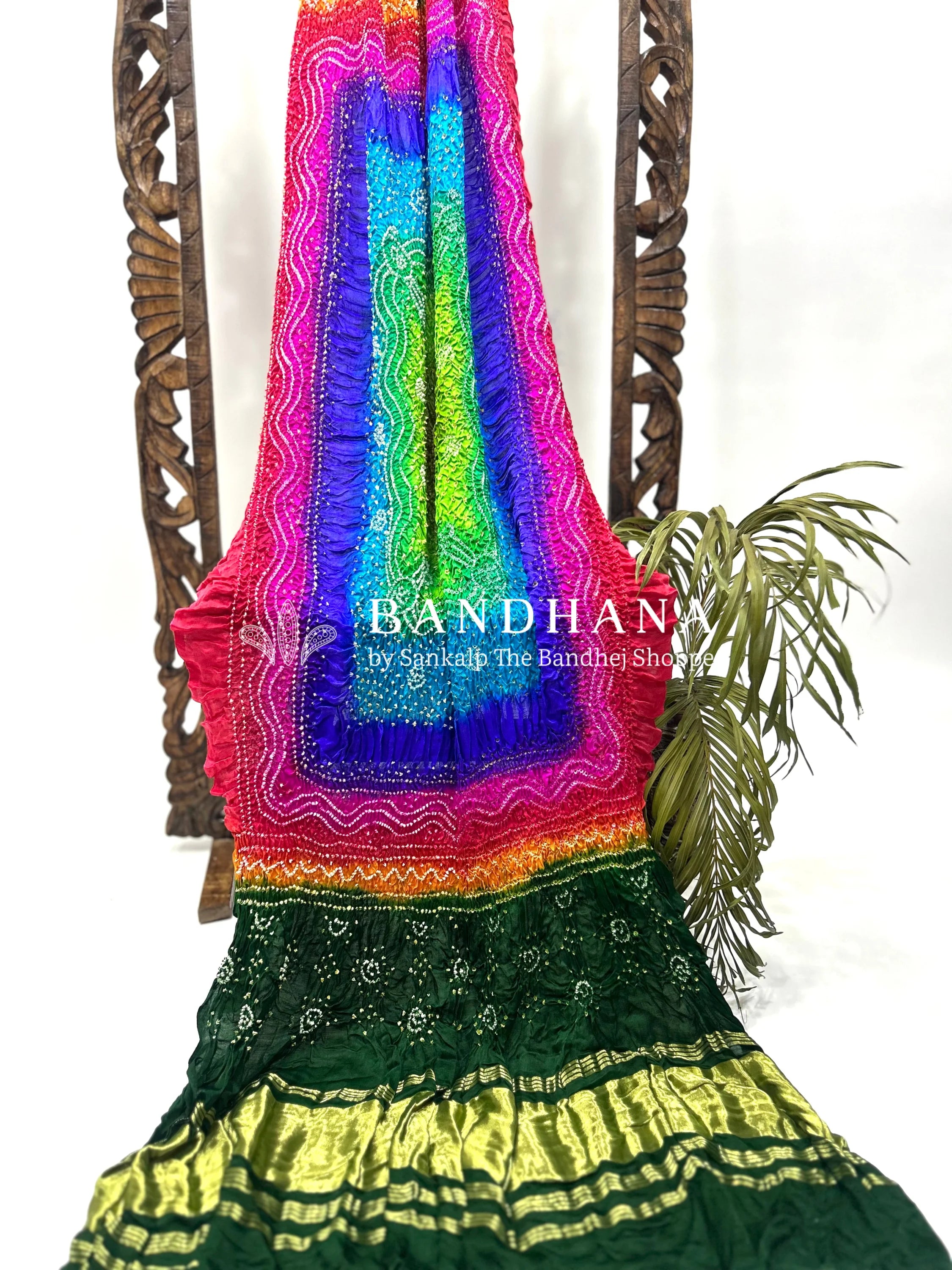 Multi Color And Green Gajji Silk Chandrakani Dupatta Dupattas