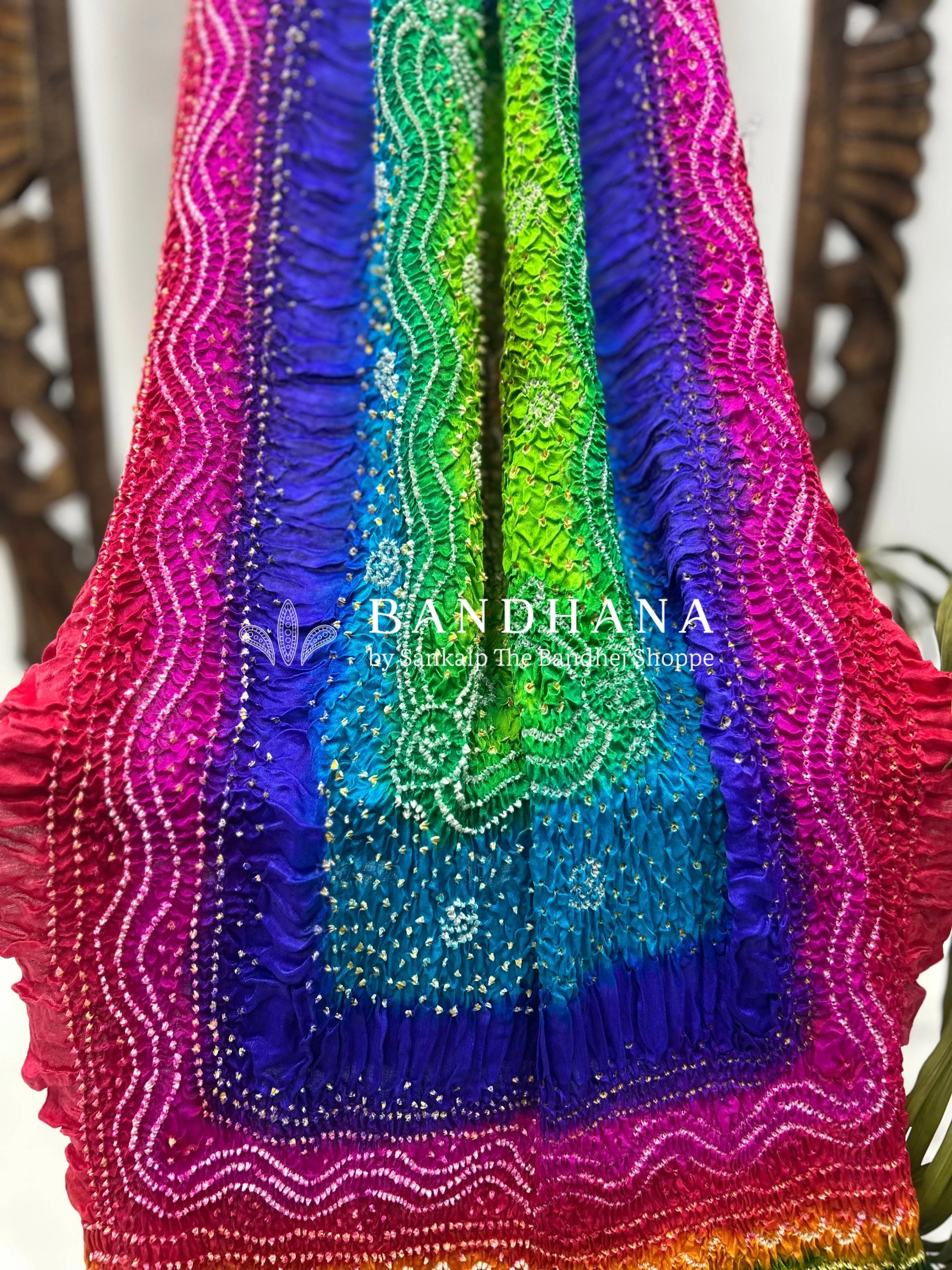 Multi Color And Green Gajji Silk Chandrakani Dupatta Dupattas