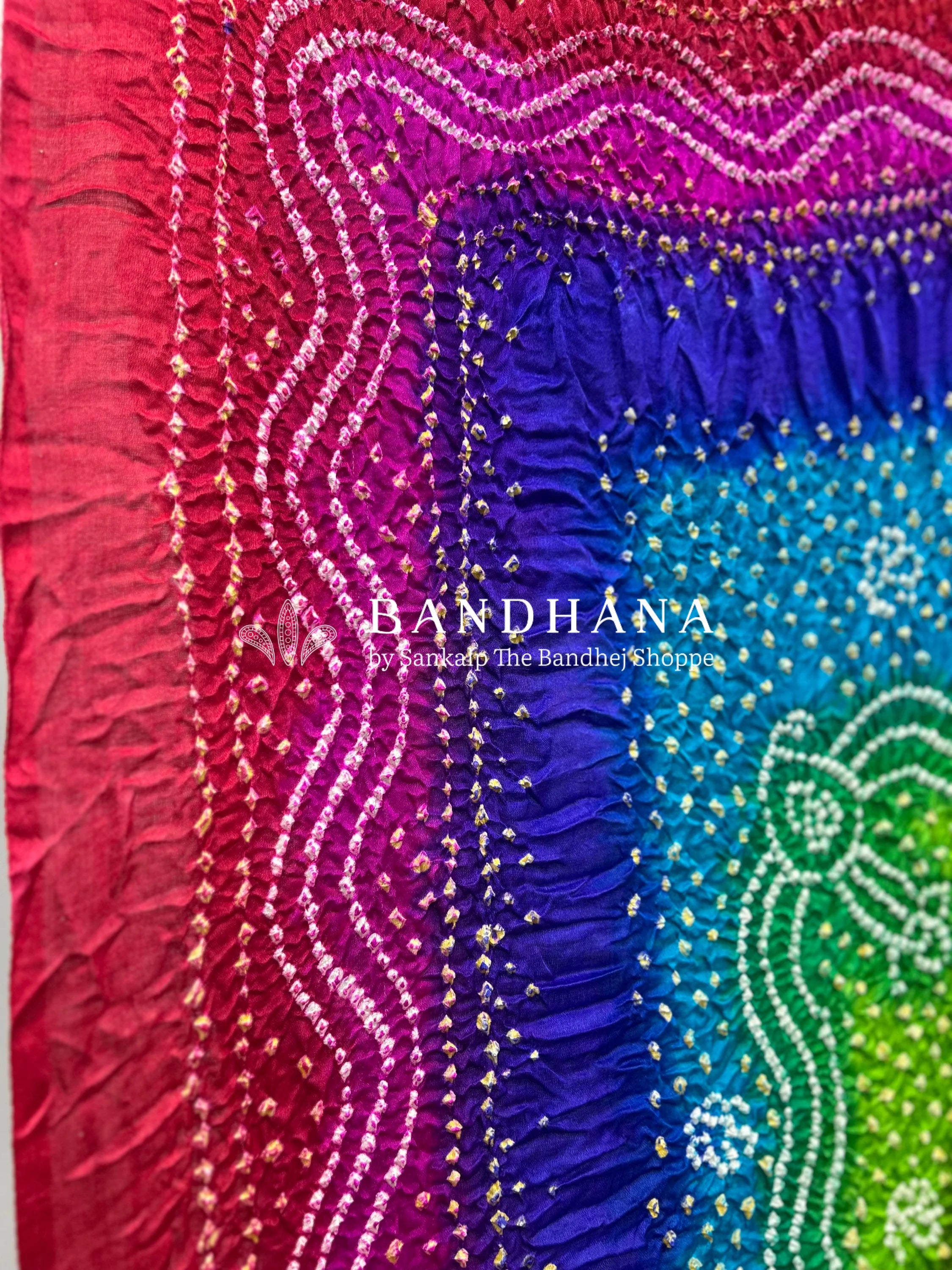 Multi Color And Green Gajji Silk Chandrakani Dupatta Dupattas