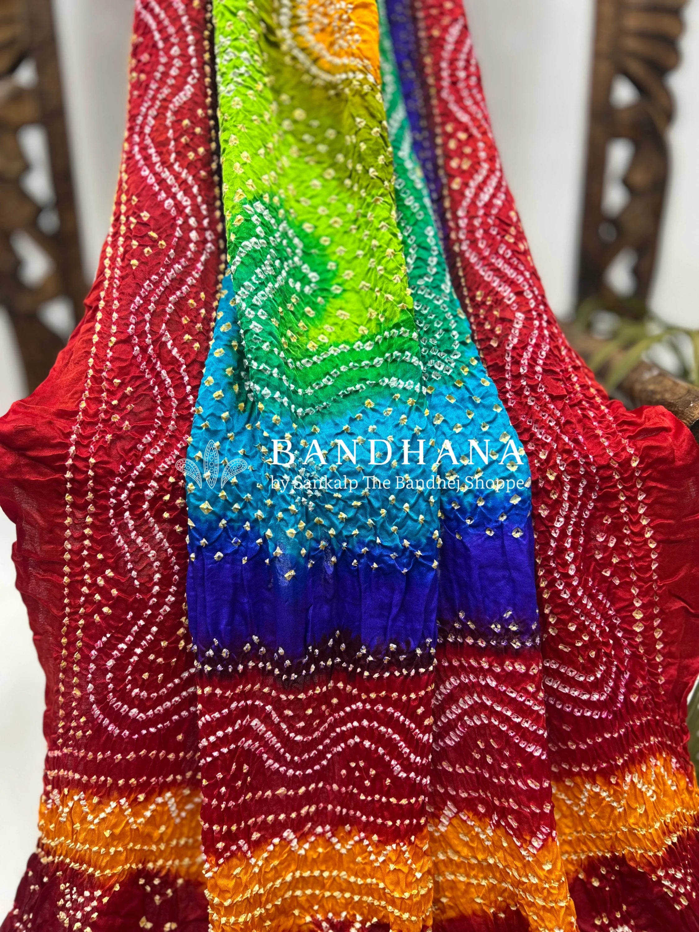 Multi Color And Maroon Gajji Silk Chandrakani Dupatta Dupattas