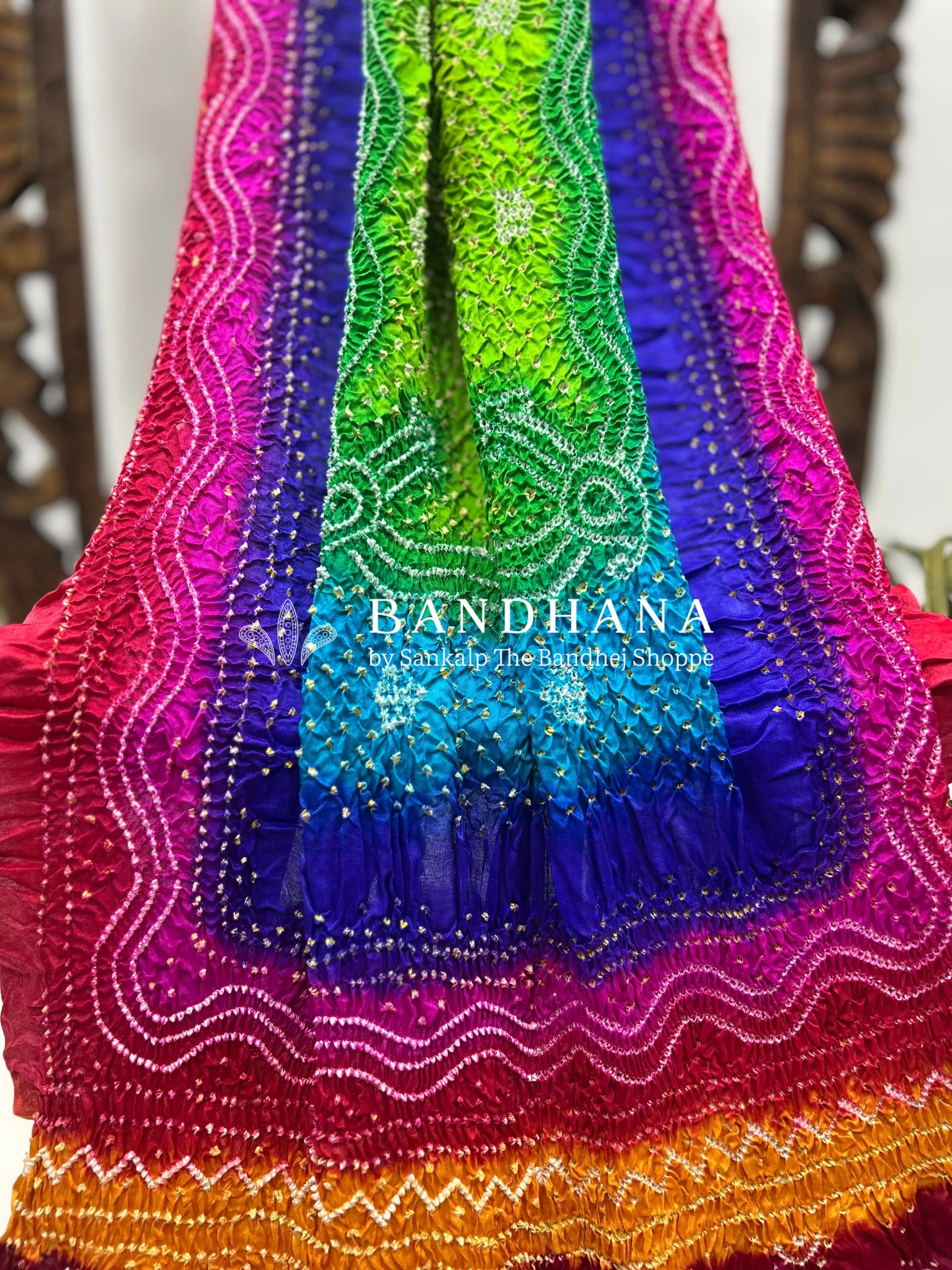 Multi Color And Rani Pink Gajji Silk Chandrakani Dupatta Dupattas