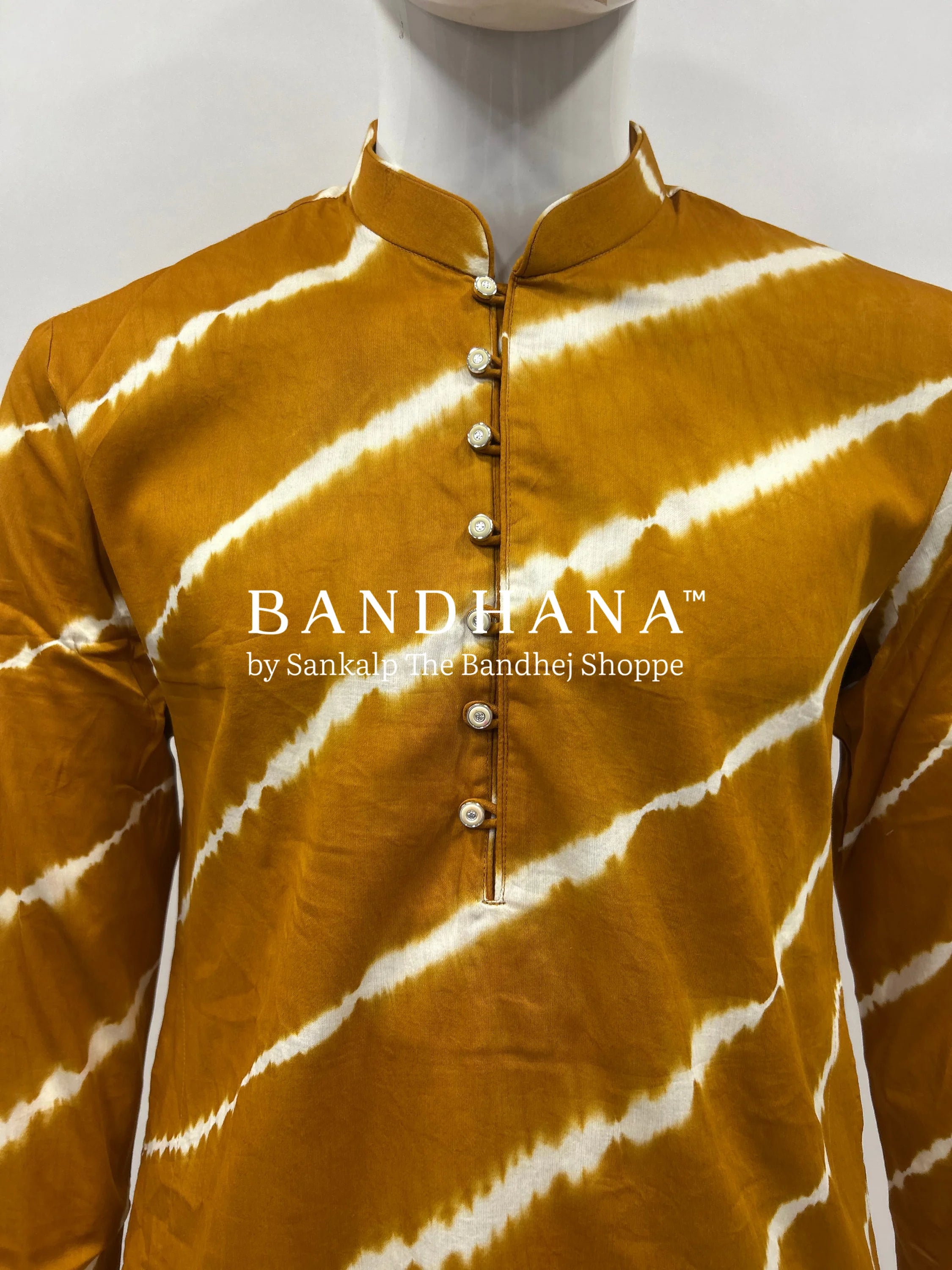 Mustard Cotton Satin Men’s Kurta