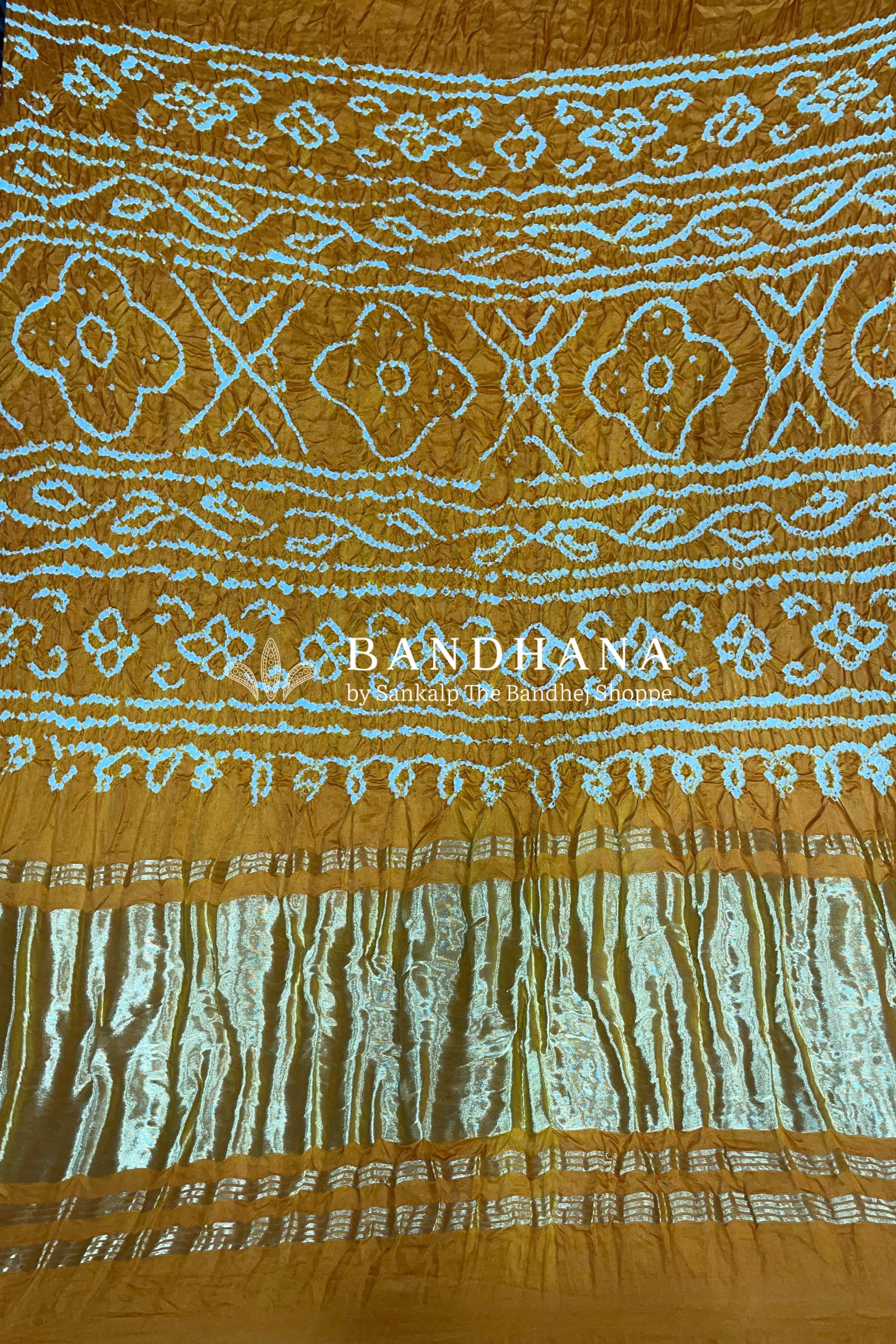 Mustard Gajji Silk All Over Bandhani Lagdipatta Blouse Pics