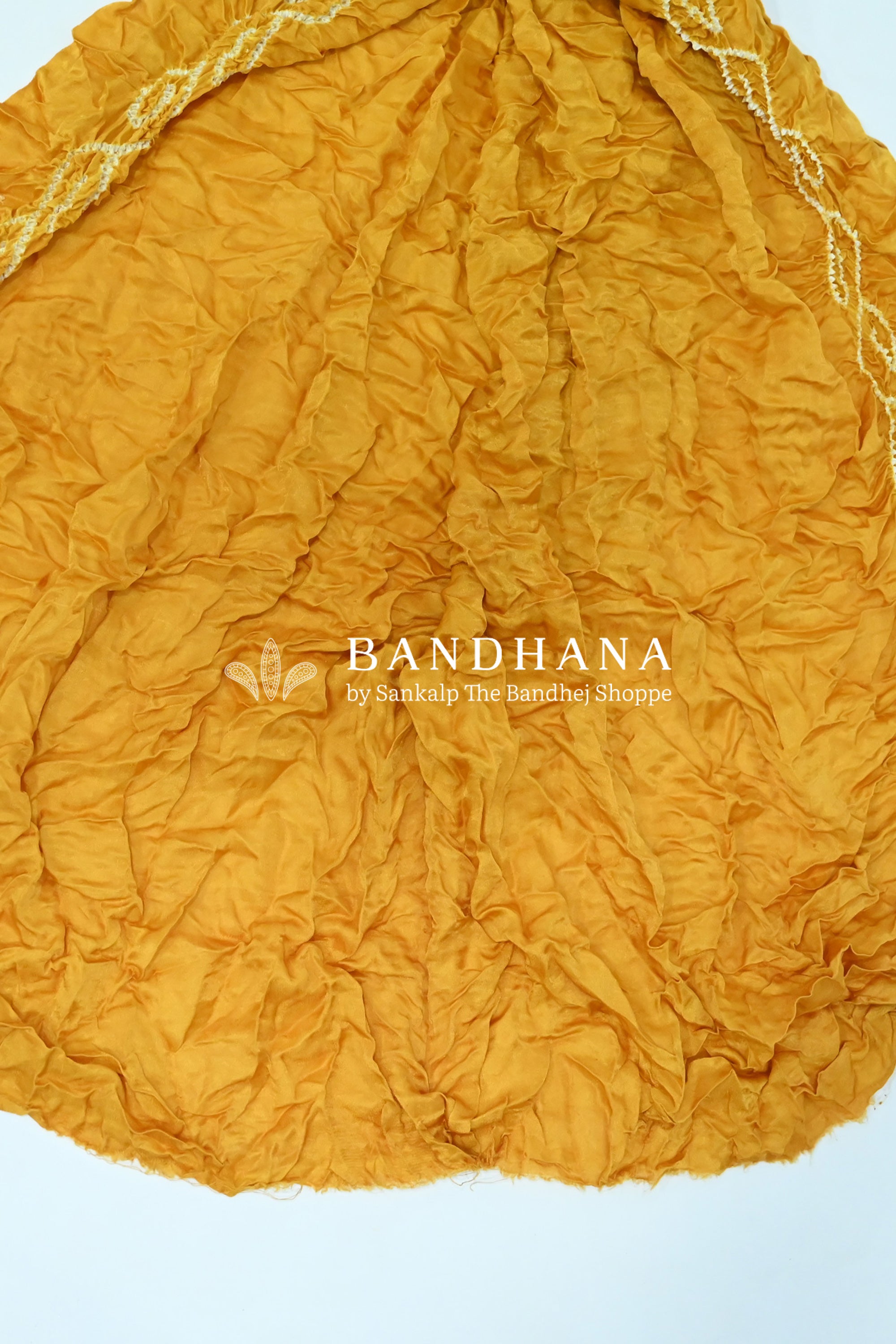 Mustard Gajji Silk Single Dot Bandhani Saree Sarees