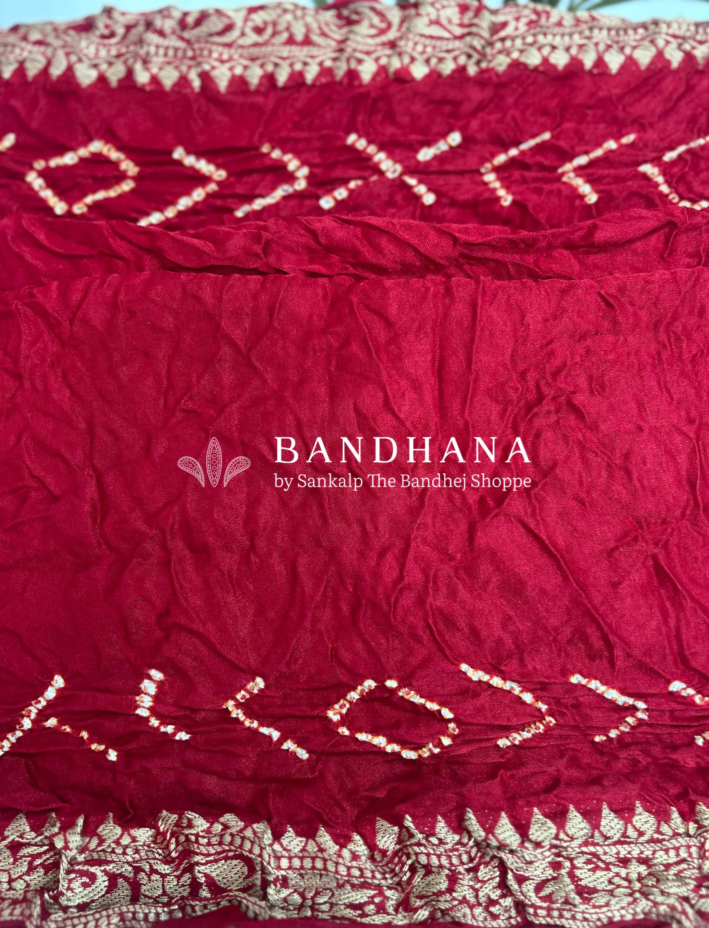 Mustard Marron Gajji Nakshi Gharchola Bandhani Saree Sarees