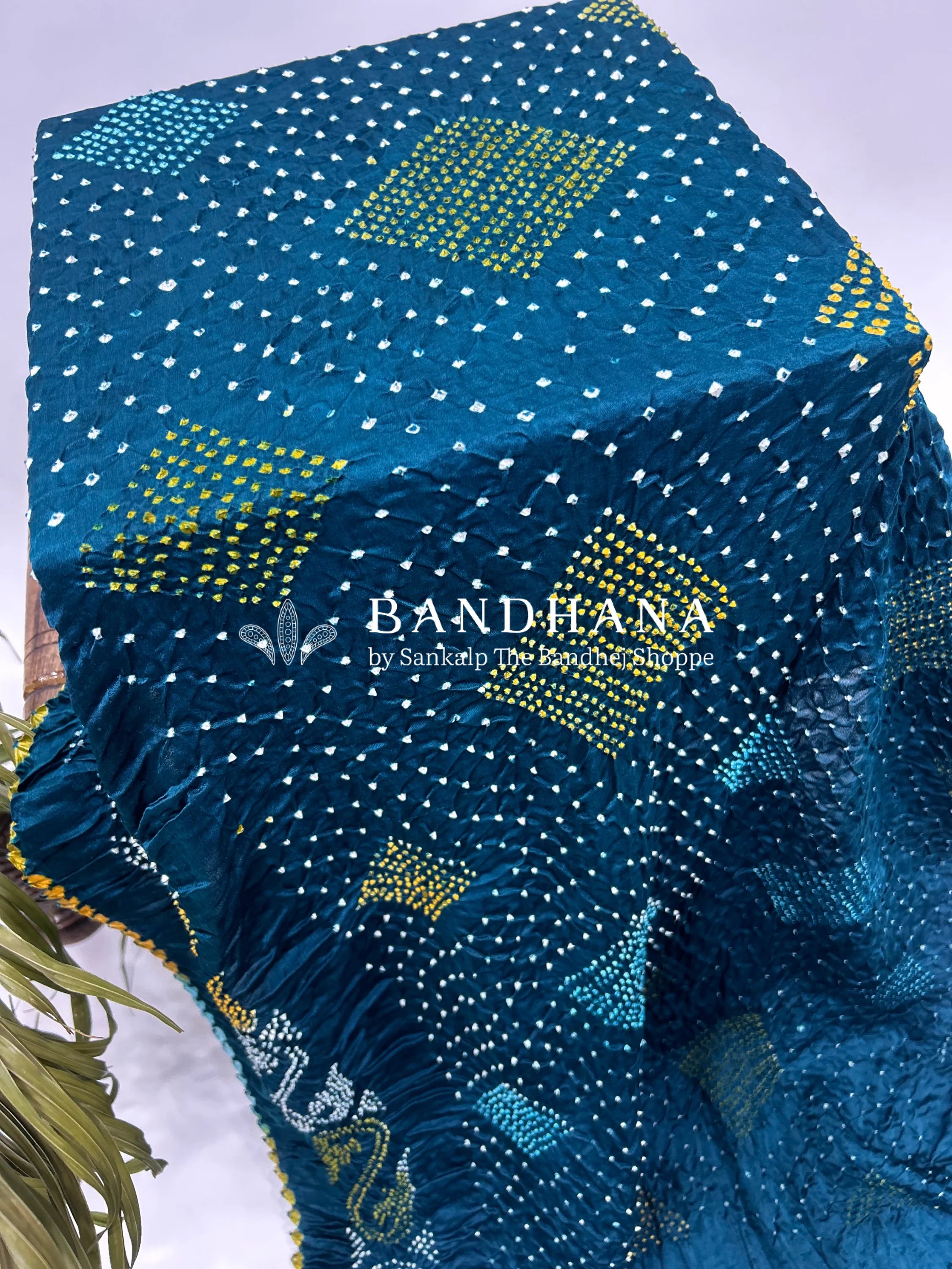 Mutli Indigo Gajji Silk Bhati Designer Bandhani Saree Sarees