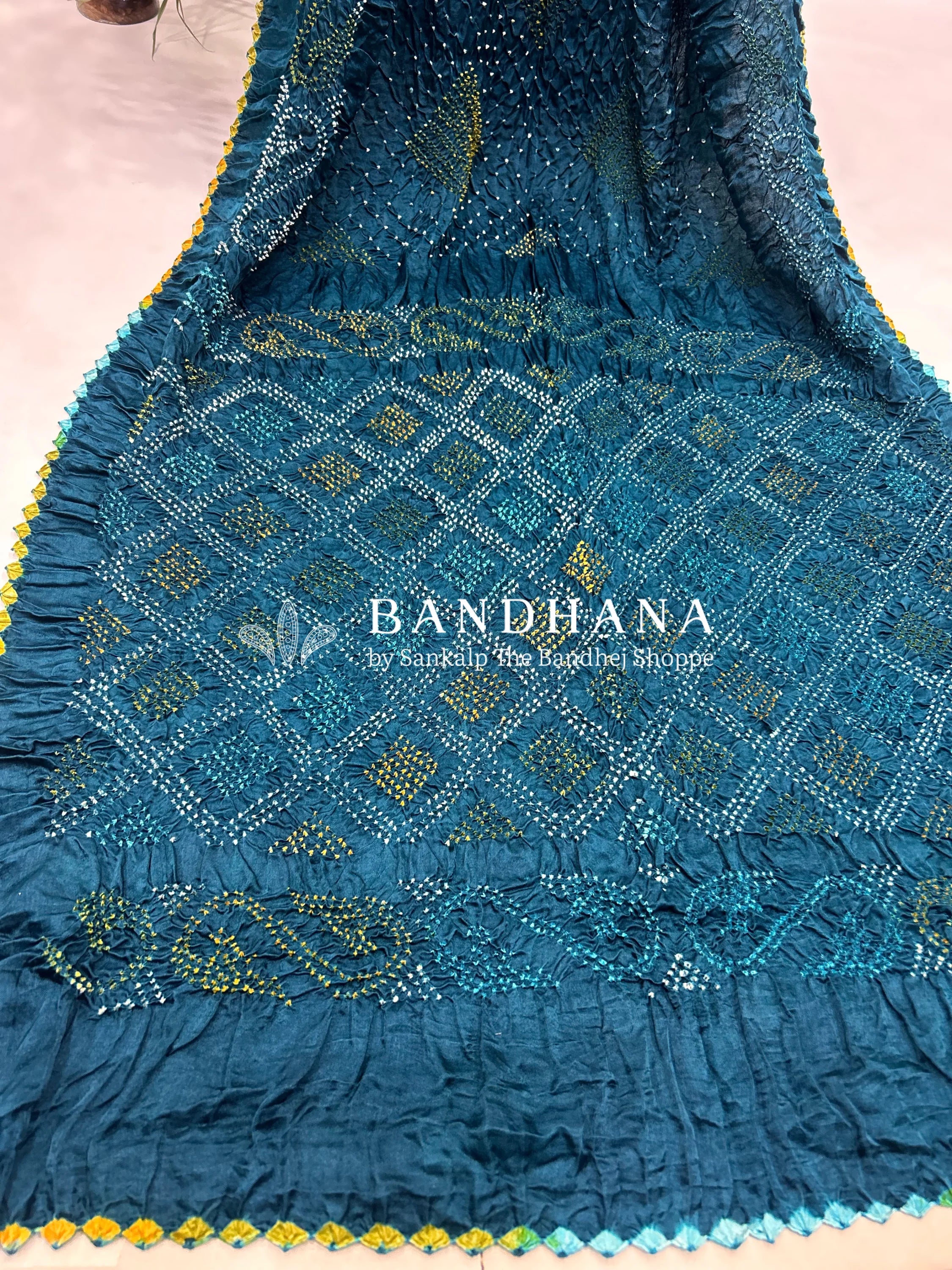 Mutli Indigo Gajji Silk Bhati Designer Bandhani Saree Sarees