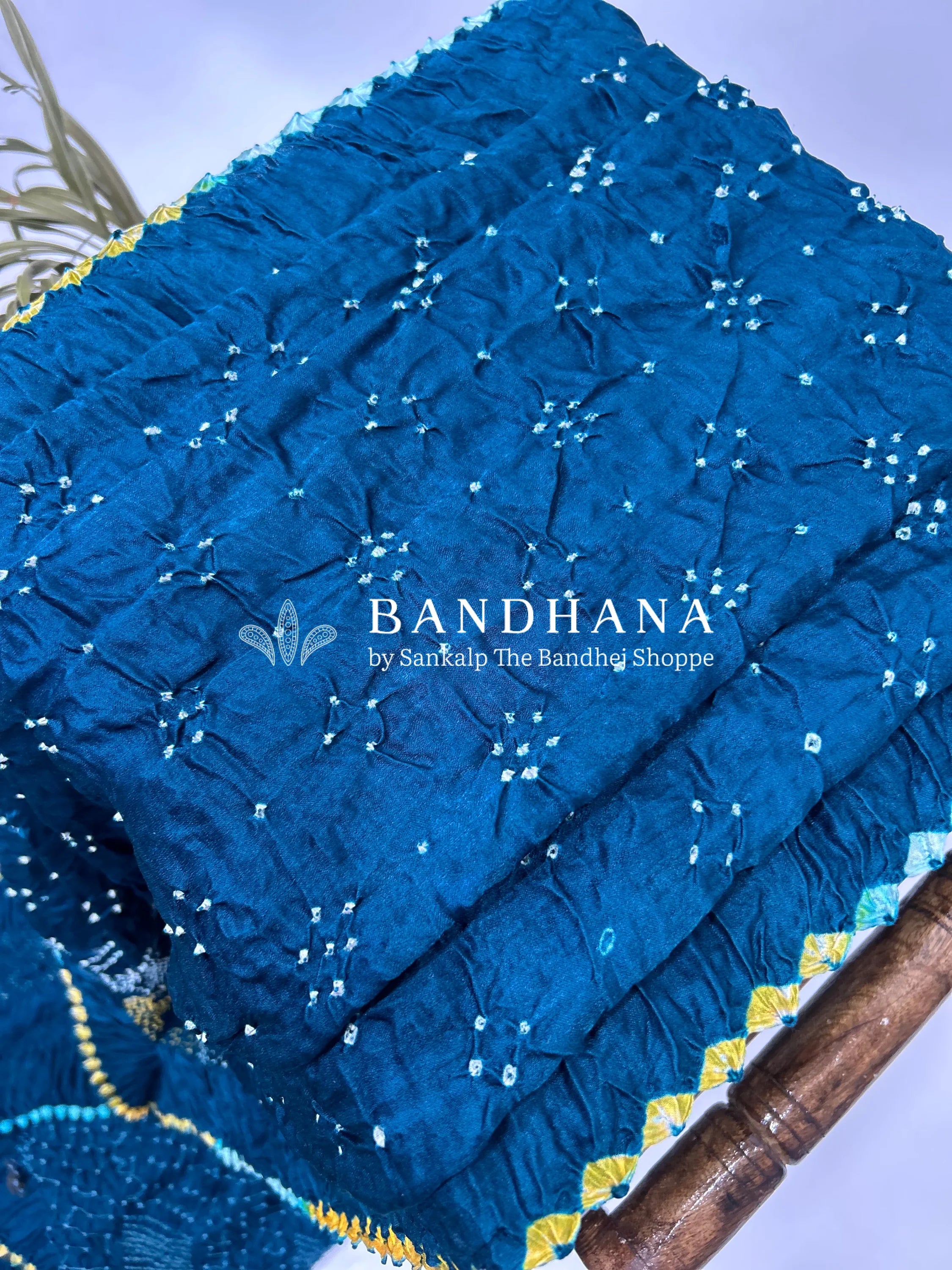 Mutli Indigo Gajji Silk Bhati Designer Bandhani Saree Sarees
