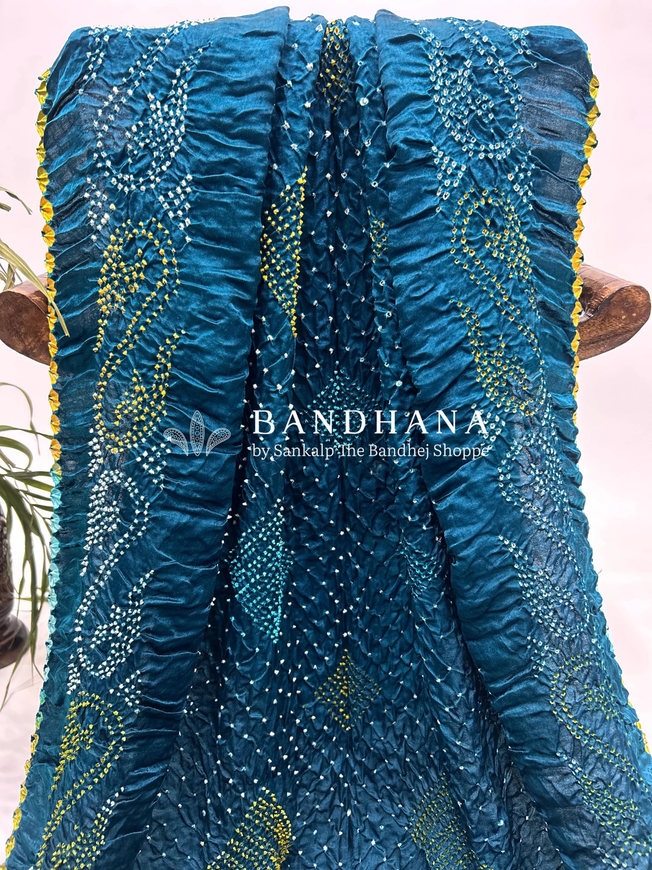 Mutli Indigo Gajji Silk Bhati Designer Bandhani Saree Sarees