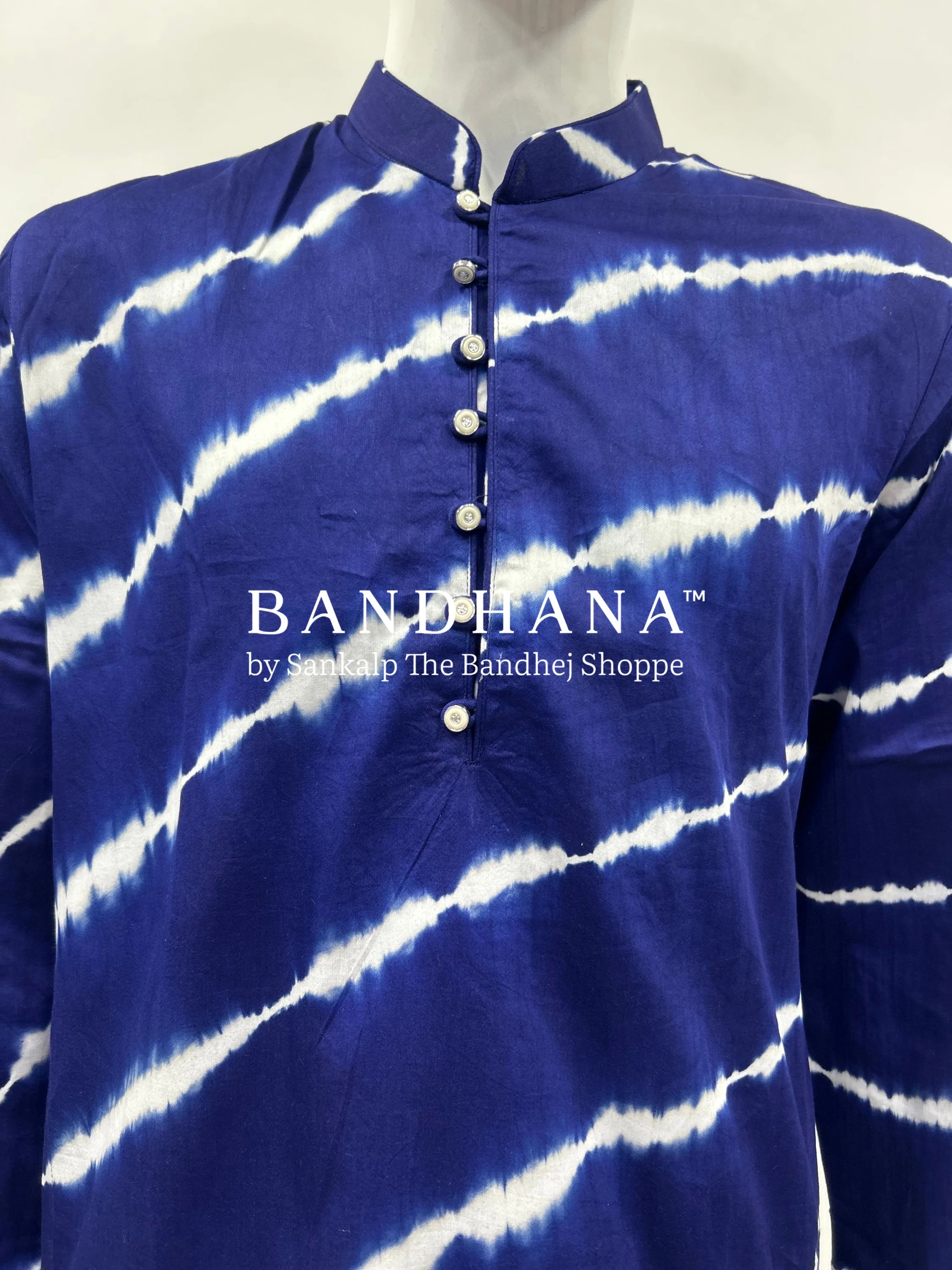 Navy Blue Cotton Satin Men’s Kurta