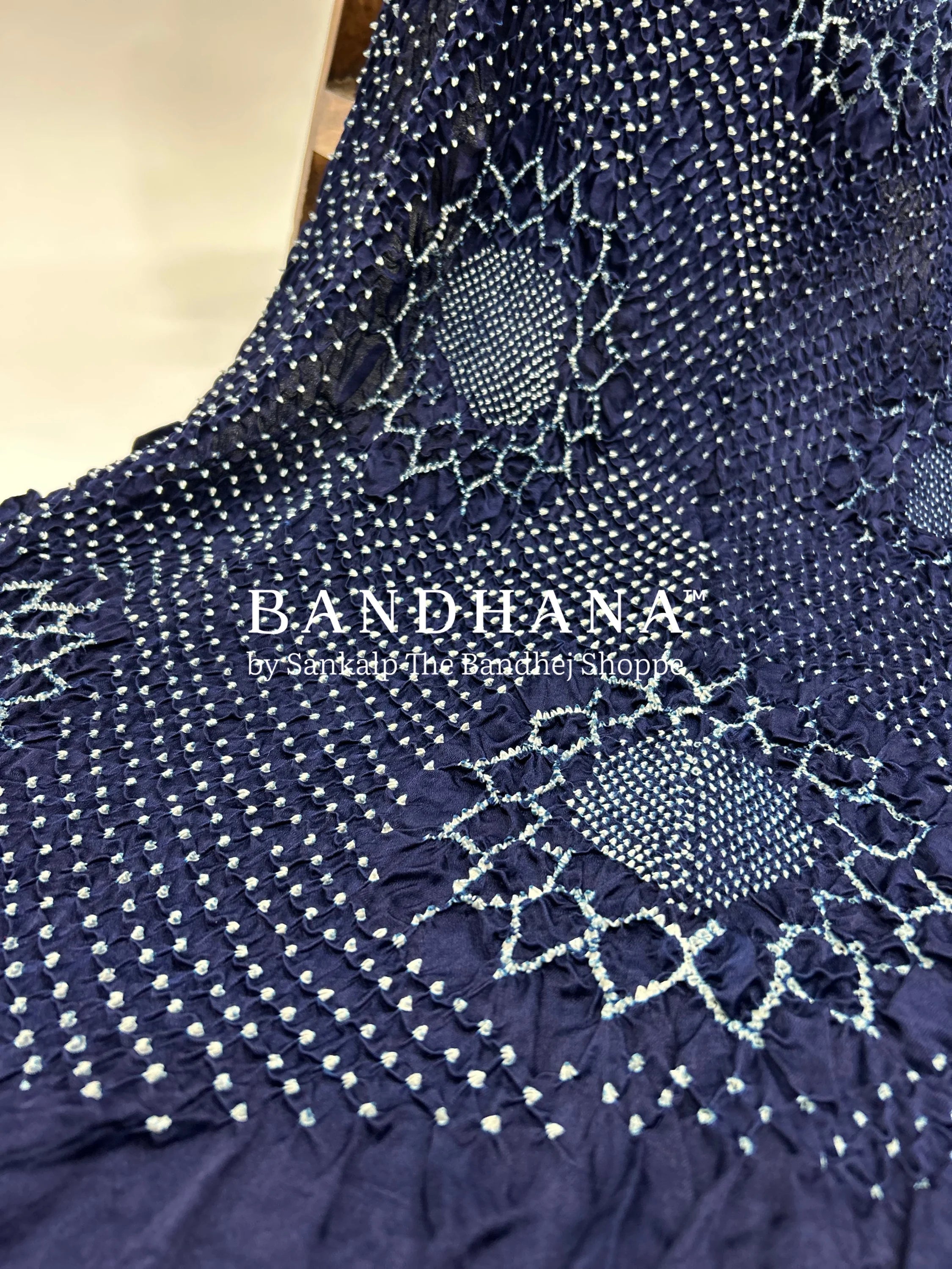 Navy Blue Gajji Silk Lotus Bandhani Dupatta navy / Gajji Silk Dupattas