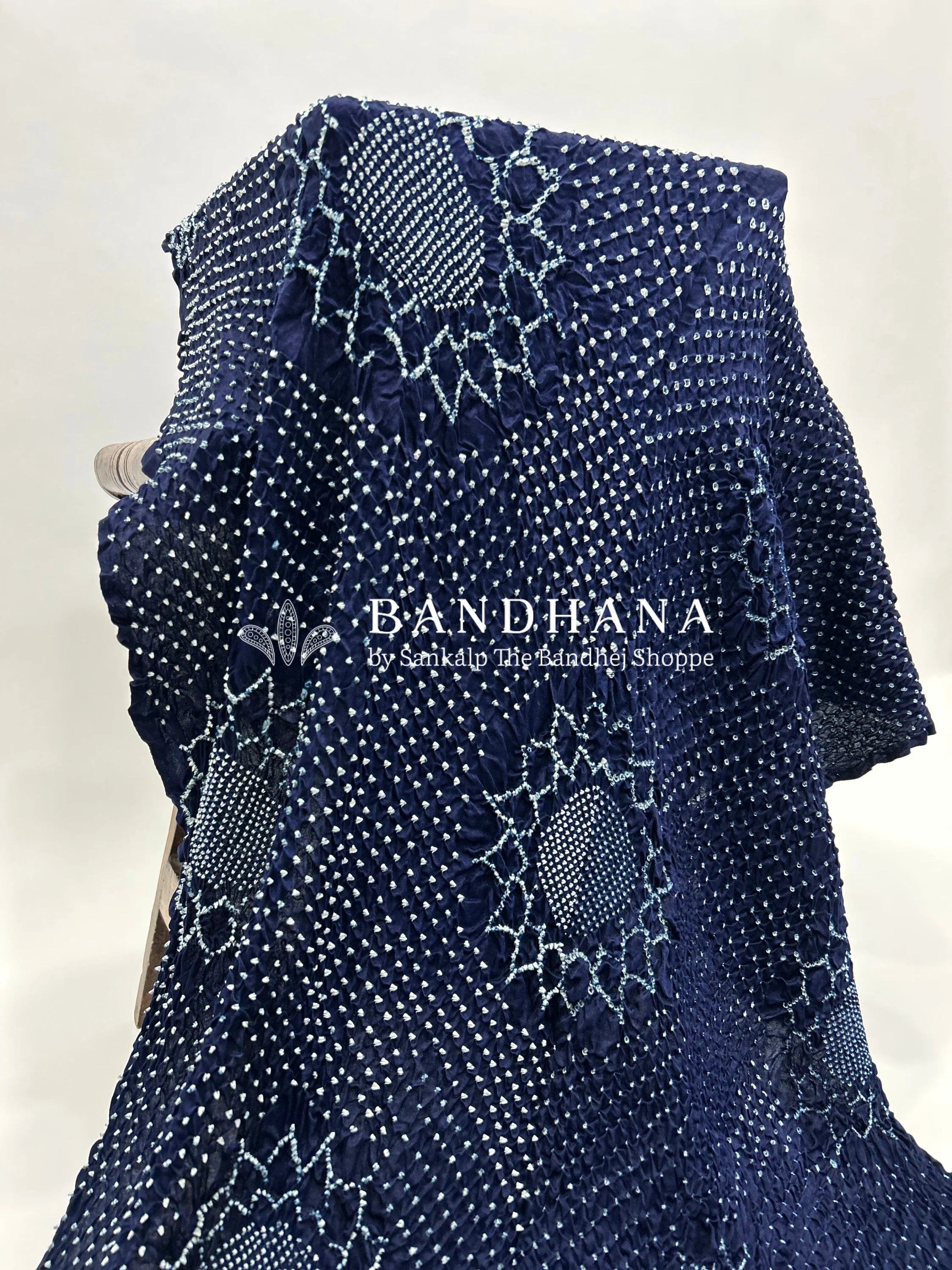 Navy Blue Gajji Silk Lotus Bandhani Dupatta navy / Gajji Silk Dupattas