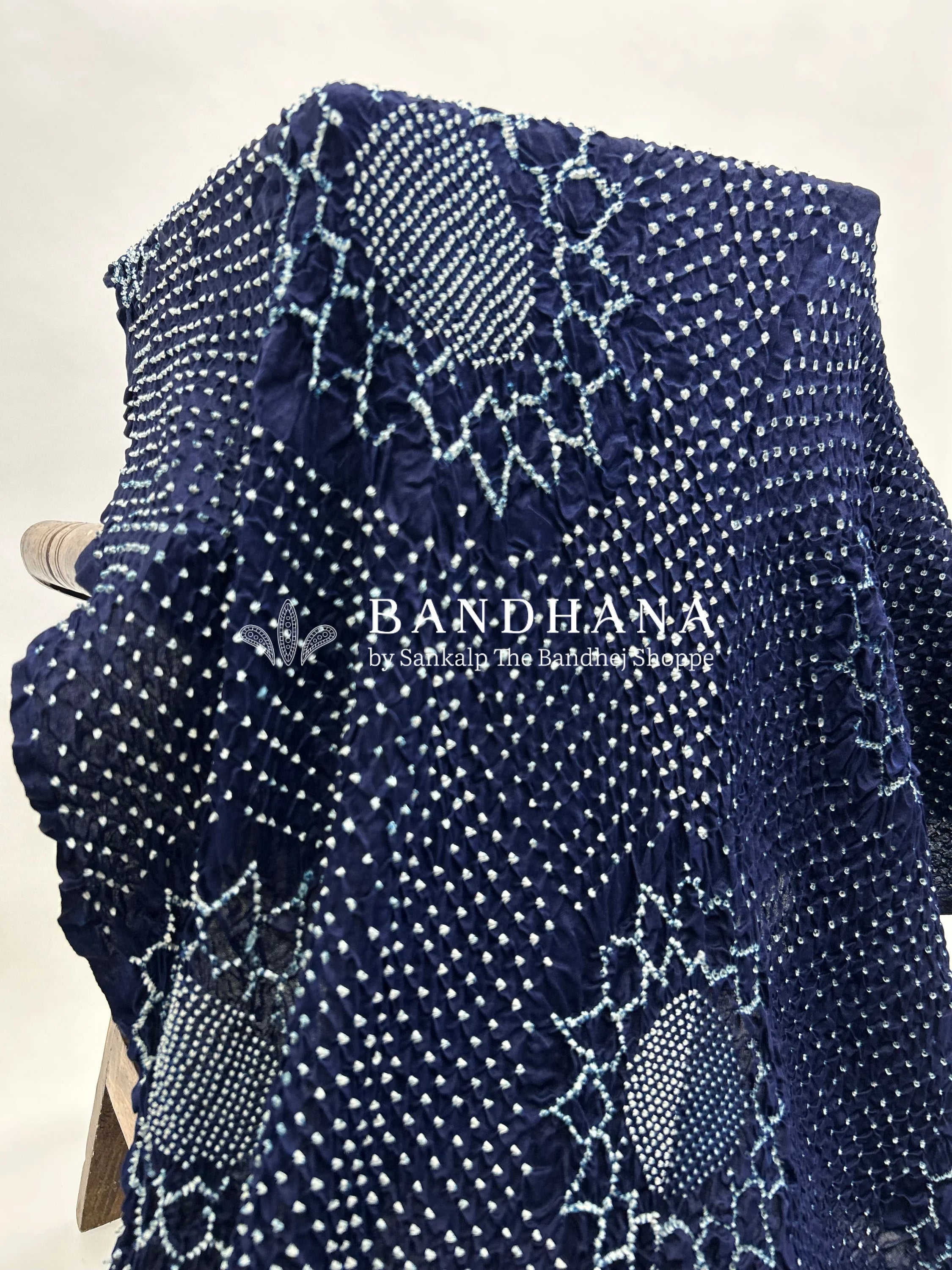 Navy Blue Gajji Silk Lotus Bandhani Dupatta navy / Gajji Silk Dupattas