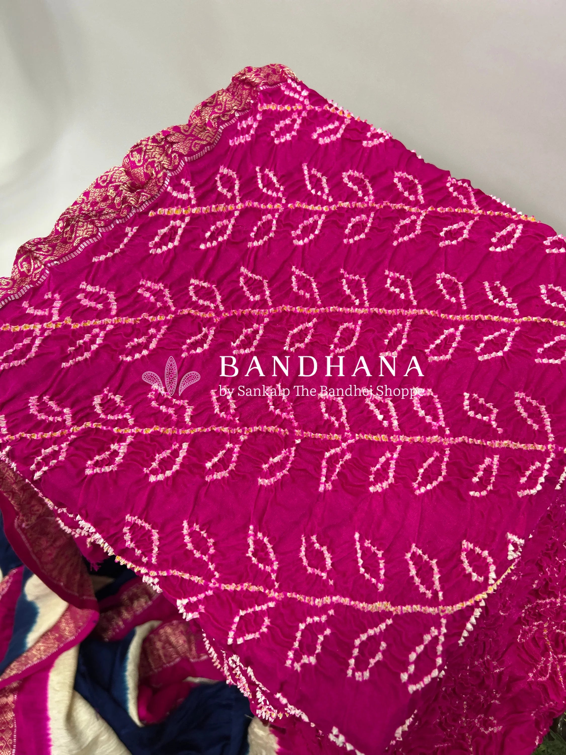 Navy Blue-Rani Gajji Silk Designer Gala Saree with 3 Colour Dying mediumvioletred / Gajji Silk Sarees