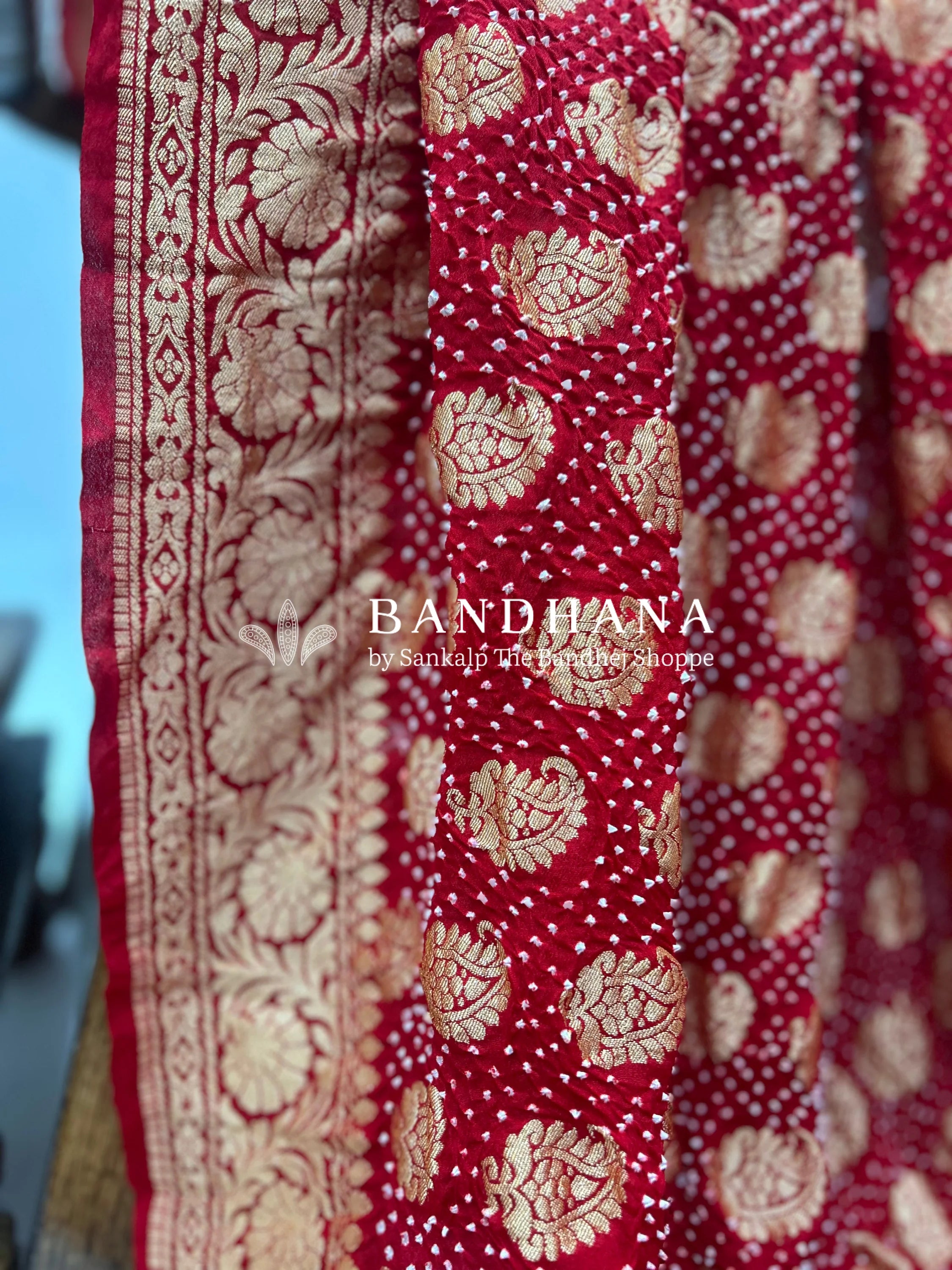 Opulent Red Georgette Banarasi Bridal Wrap Saree Sarees