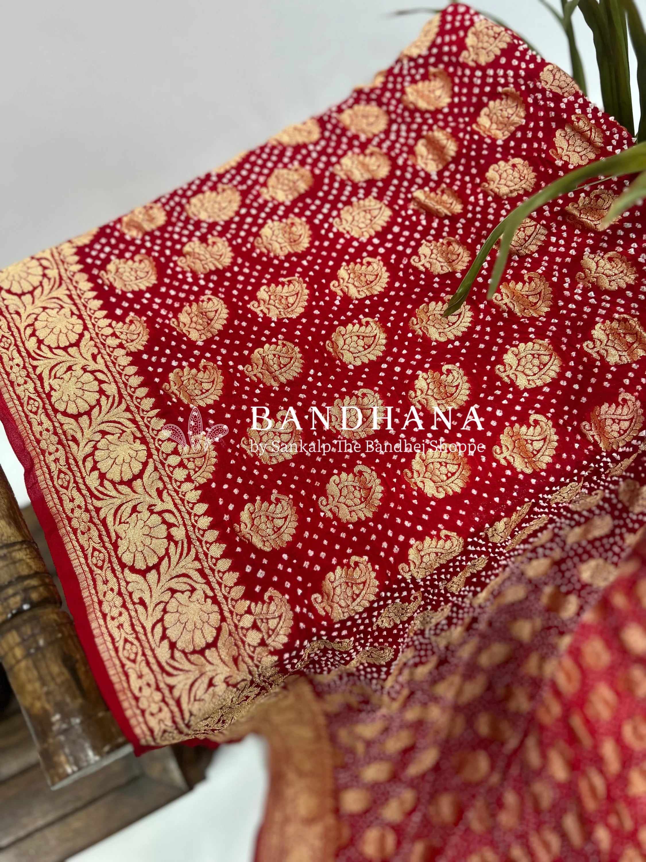 Opulent Red Georgette Banarasi Bridal Wrap Saree Sarees