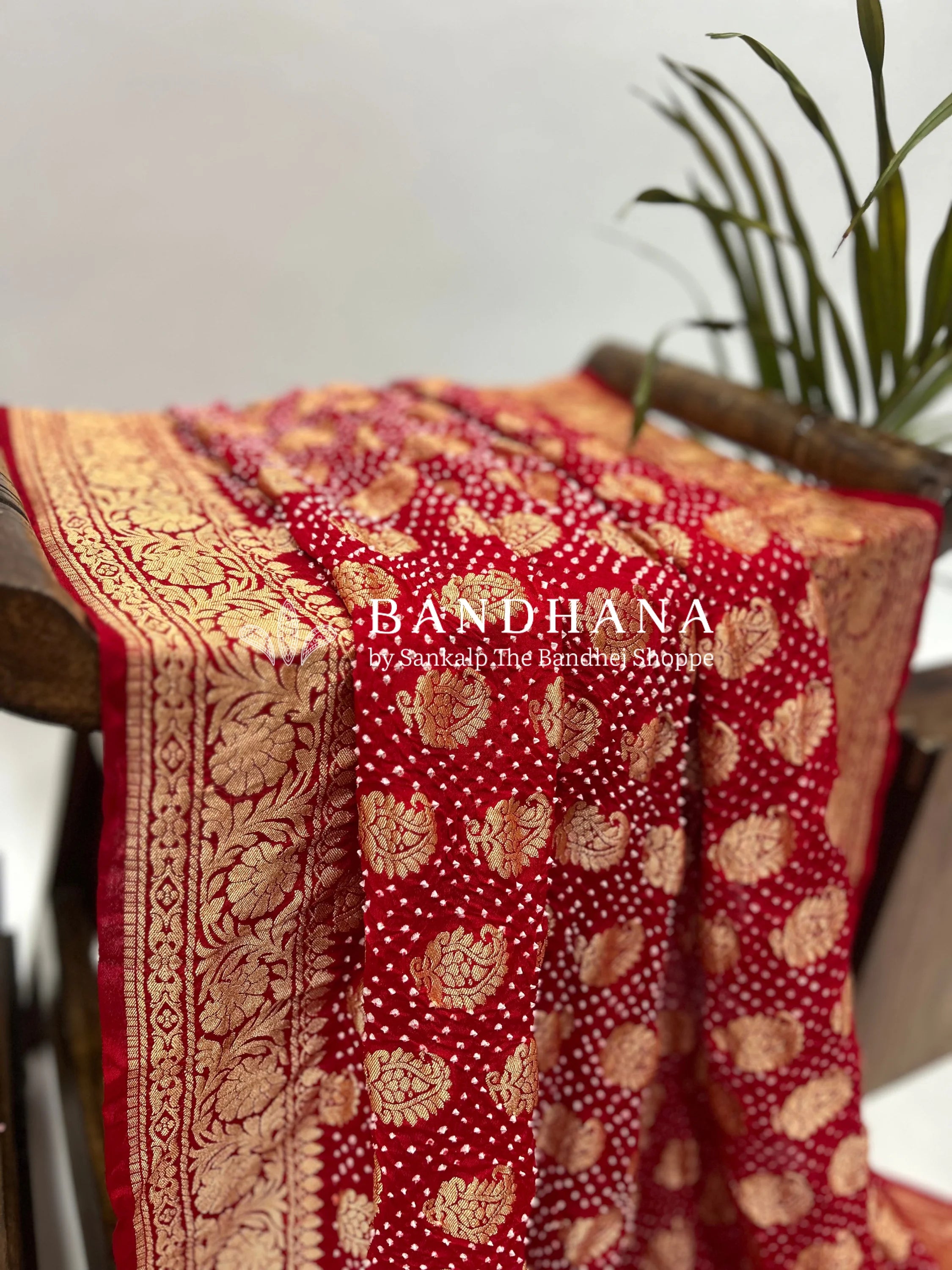 Opulent Red Georgette Banarasi Bridal Wrap Saree Sarees