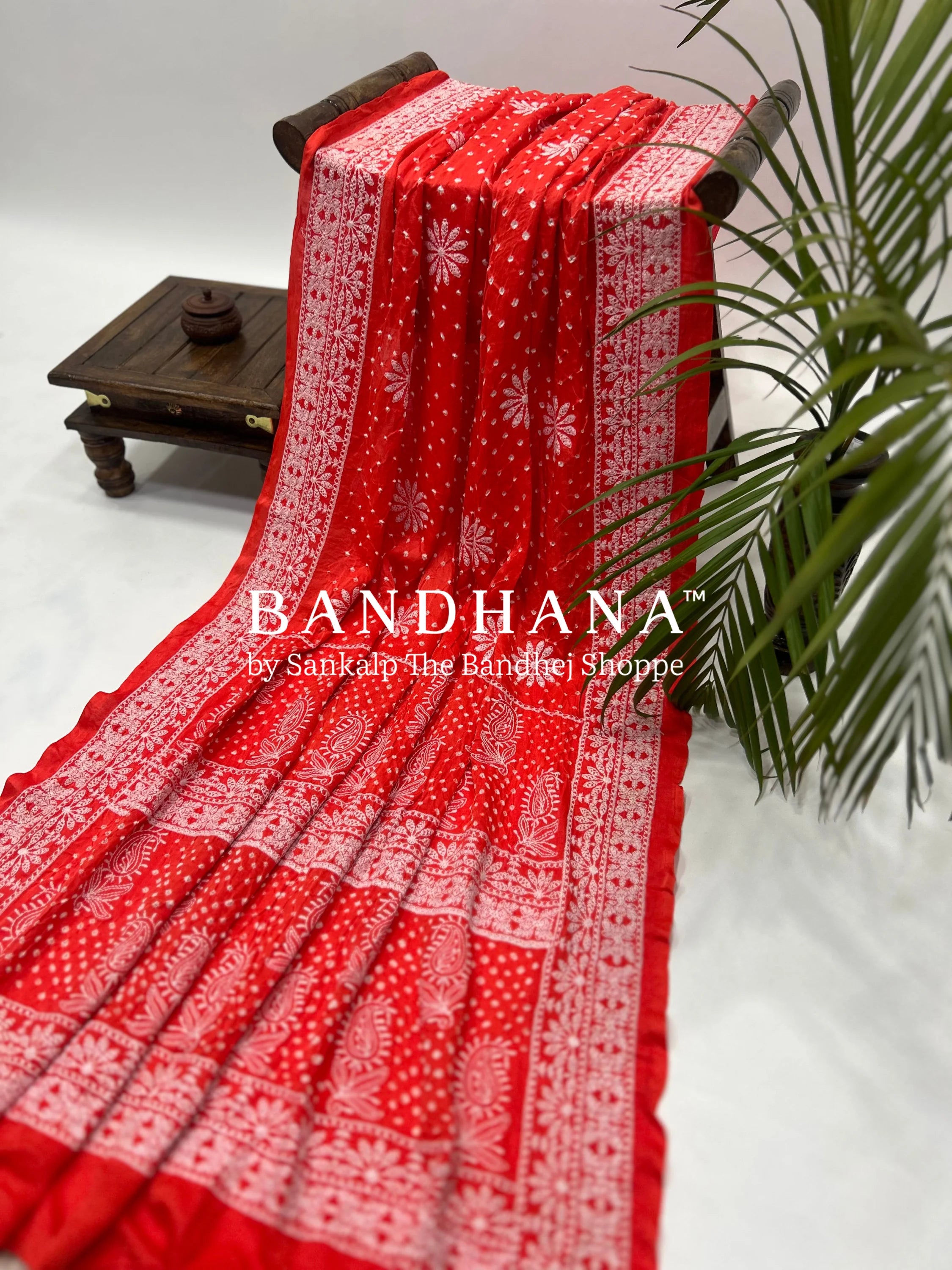 Orange Gajji Silk Bandhani Delight Saree Sarees