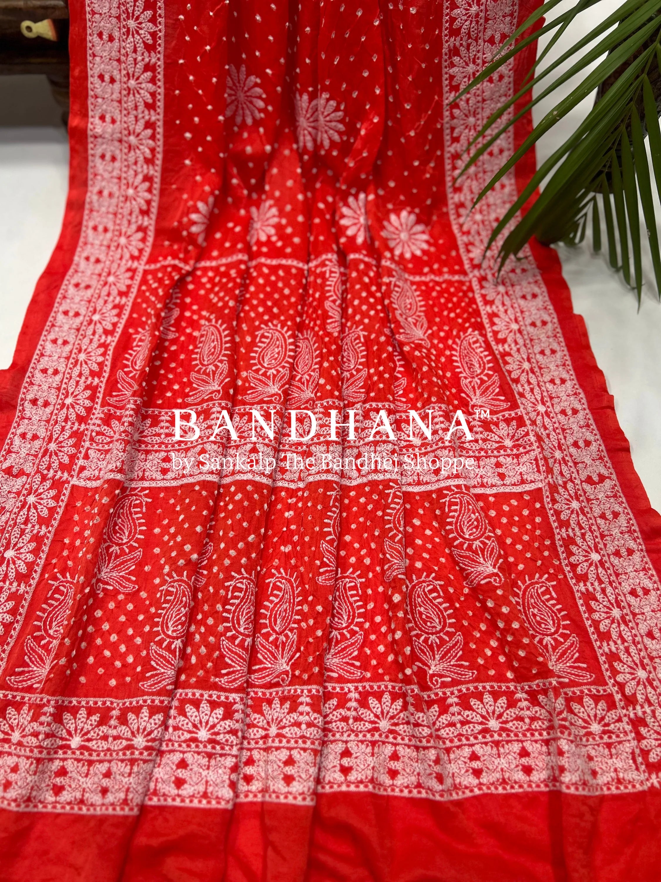 Orange Gajji Silk Bandhani Delight Saree Sarees