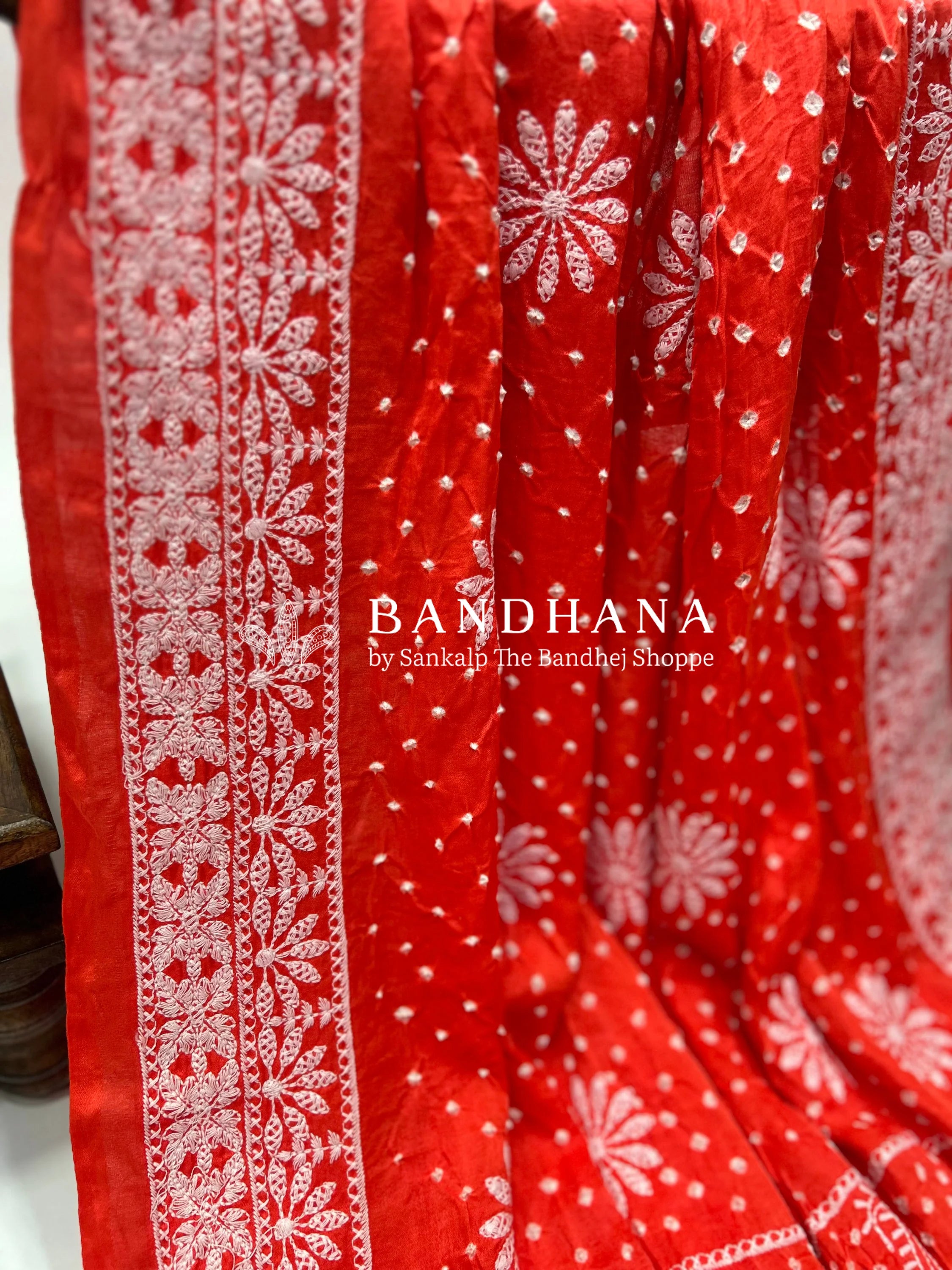 Orange Gajji Silk Bandhani Delight Saree Sarees