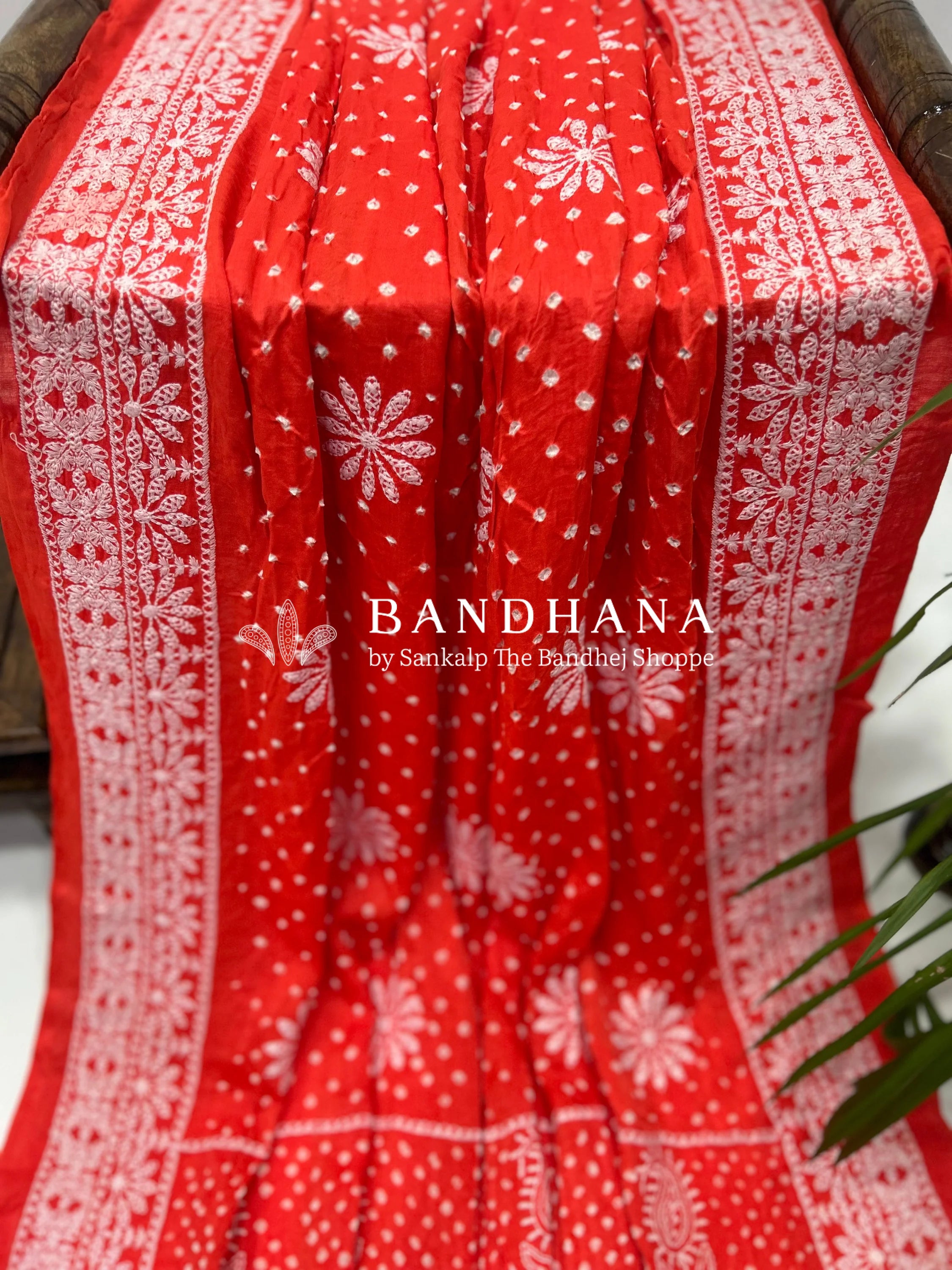 Orange Gajji Silk Bandhani Delight Saree Sarees