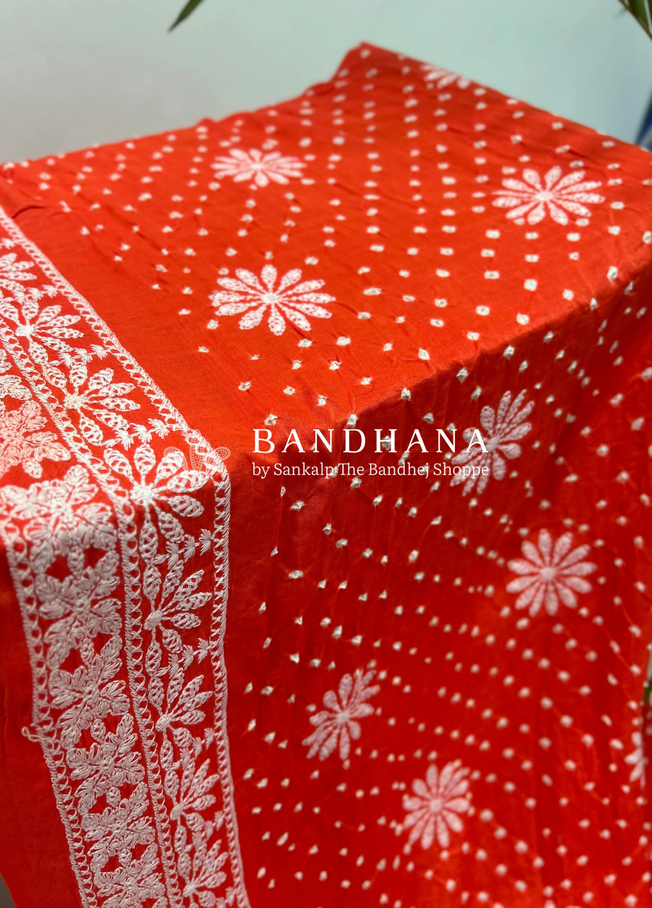 Orange Gajji Silk Bandhani Delight Saree Sarees