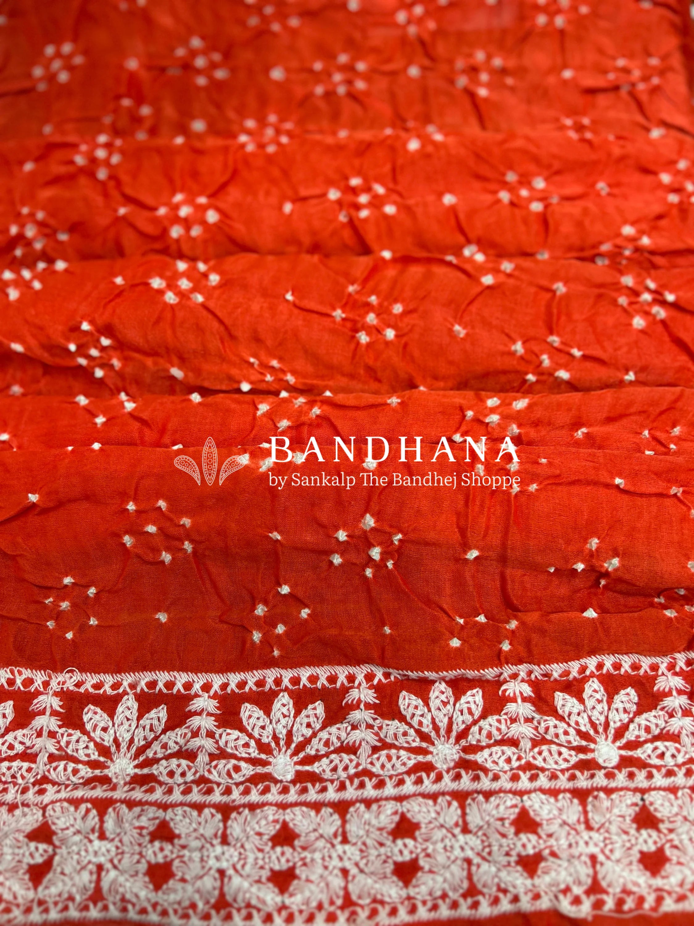 Orange Gajji Silk Bandhani Delight Saree Sarees