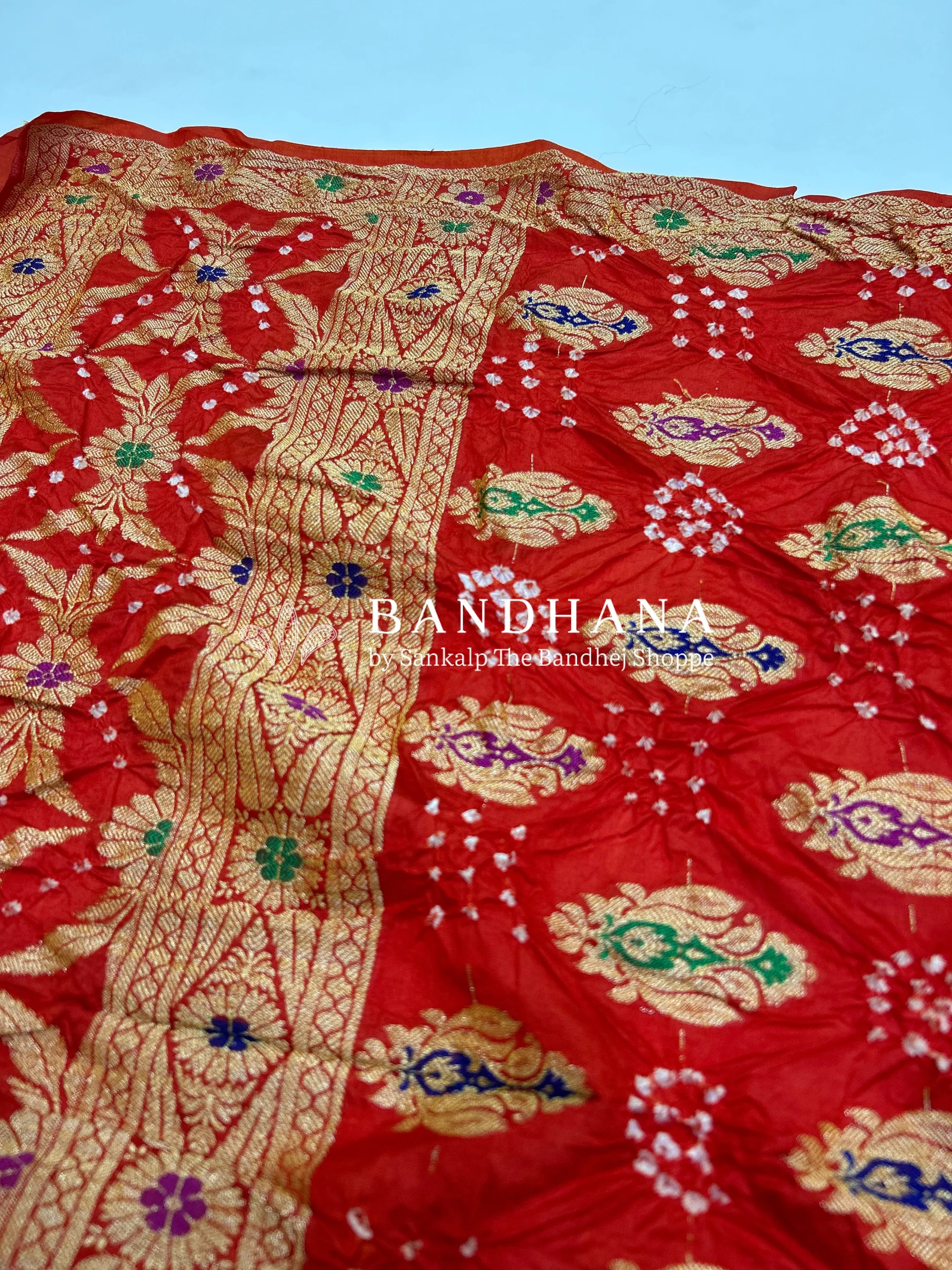 Orange & Rani Art Dupion Butta Bandhani Dress Material fuchsia / Art Silk Dresses