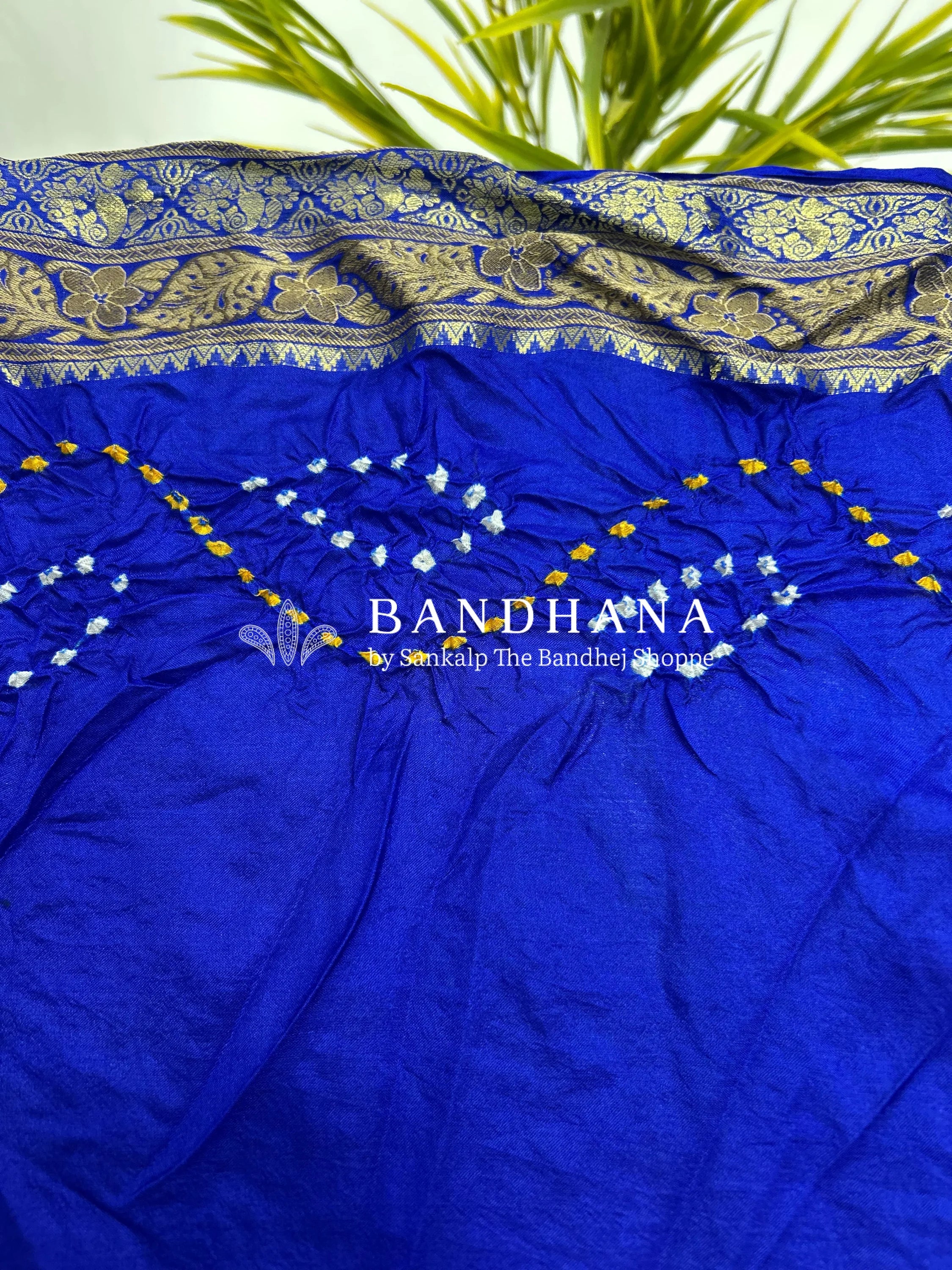 Parrot & Blue Soft Silk Resham Palav Bandhani Saree green / Soft Silk Sarees