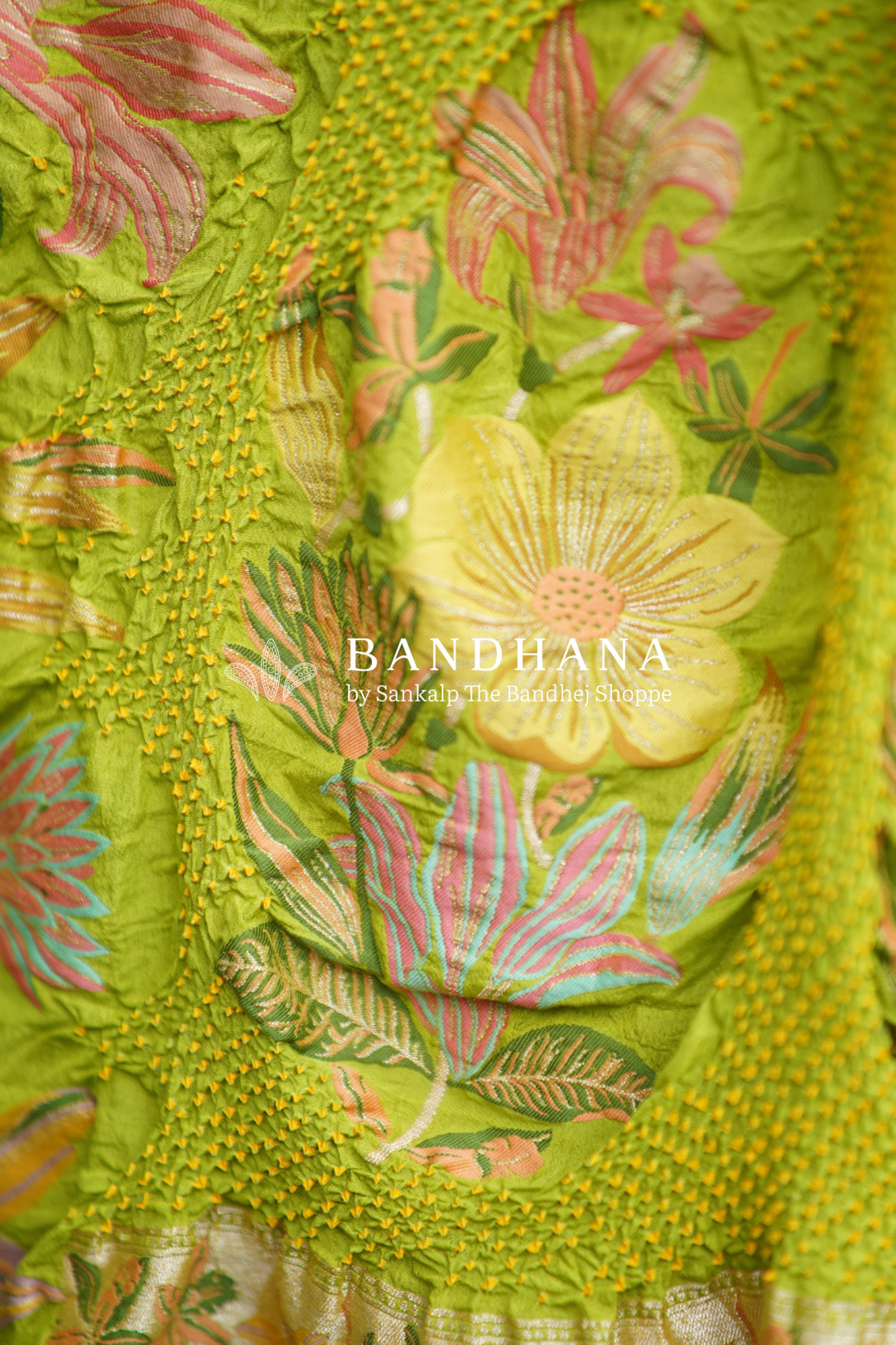 Parrot Green Banarasi Minakari Handloom Saree Sarees